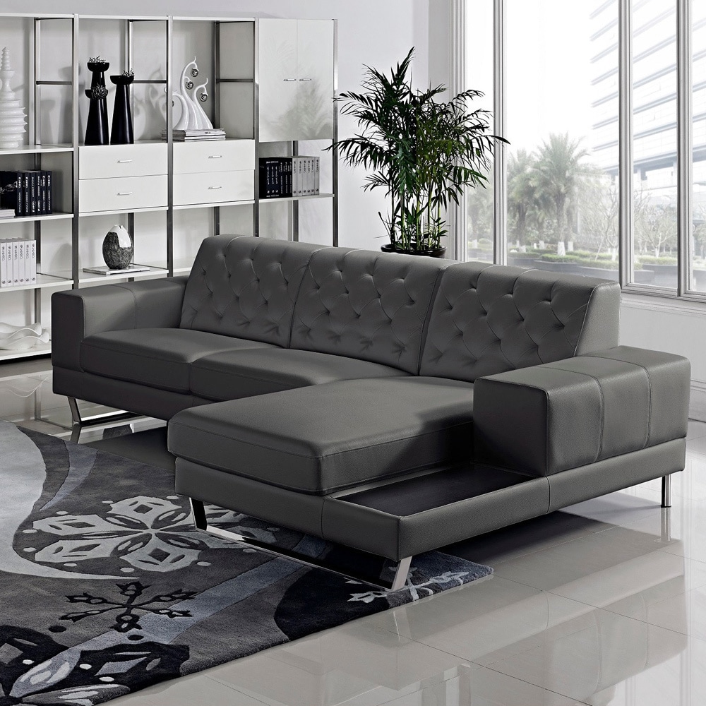 Stella Contemporary Chaise Leather Sectional Sofa Set Free Stella Contemporary Chaise Leather Sectional Sofa Set Free Shipping Today 9294091
