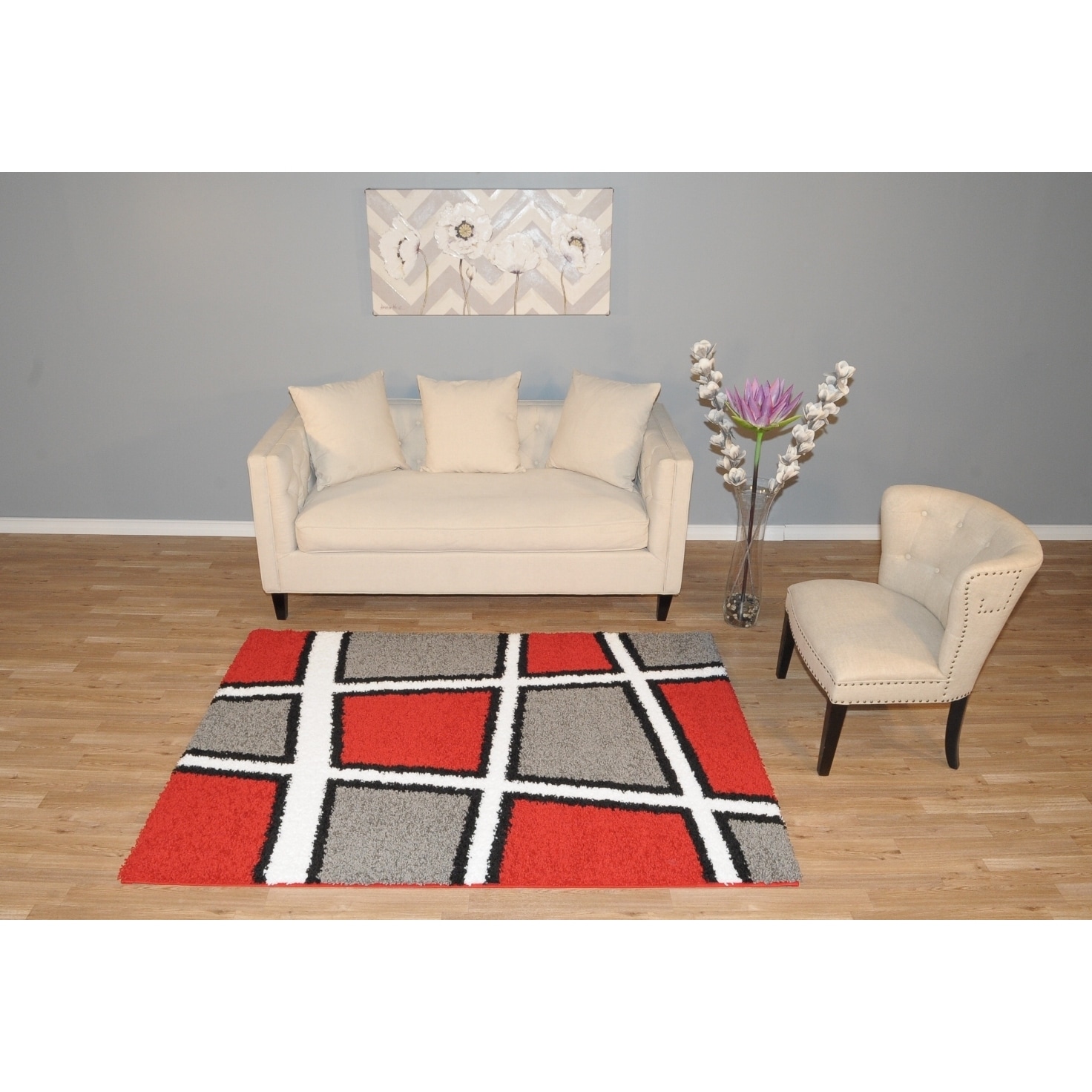 Maxy Home Geometric Tile Design Red Black White Grey Area Rug Maxy Home Geometric Tile Design Red Black White Grey Area Rug 5 X 7 Free Shipping Today 16476539