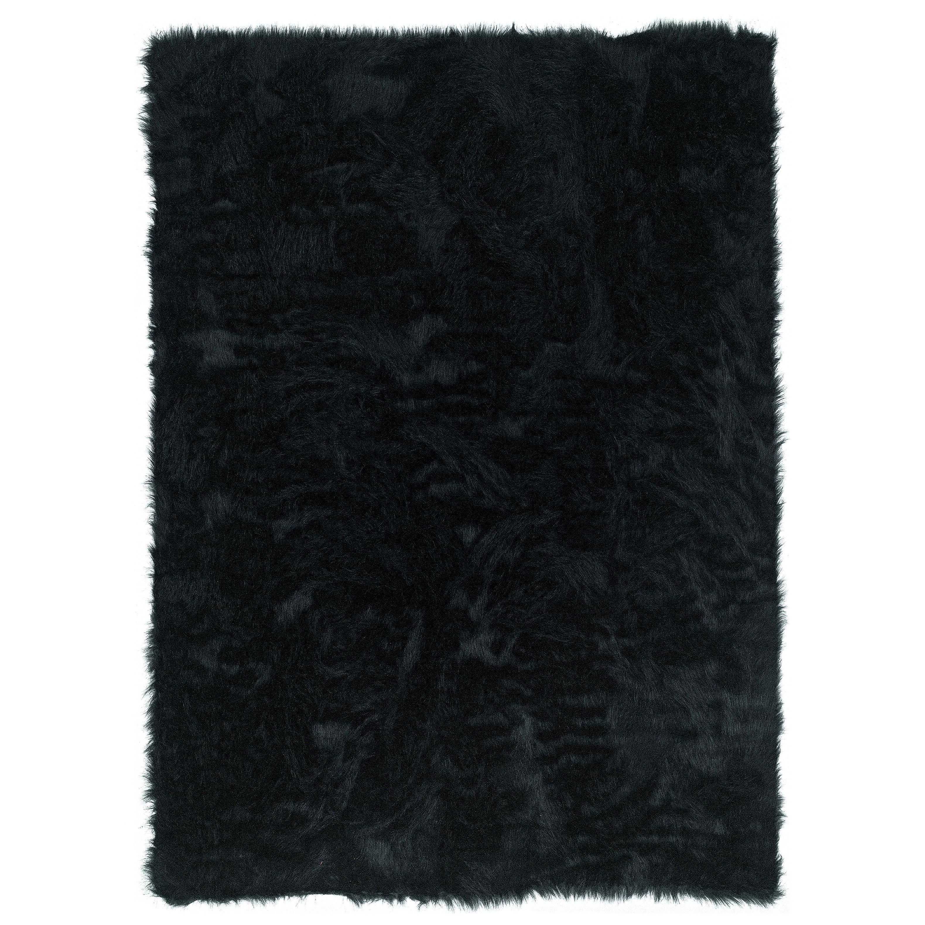 Shop Linon Black Faux Sheepskin Rug 5 X 7 5 X 7 Free