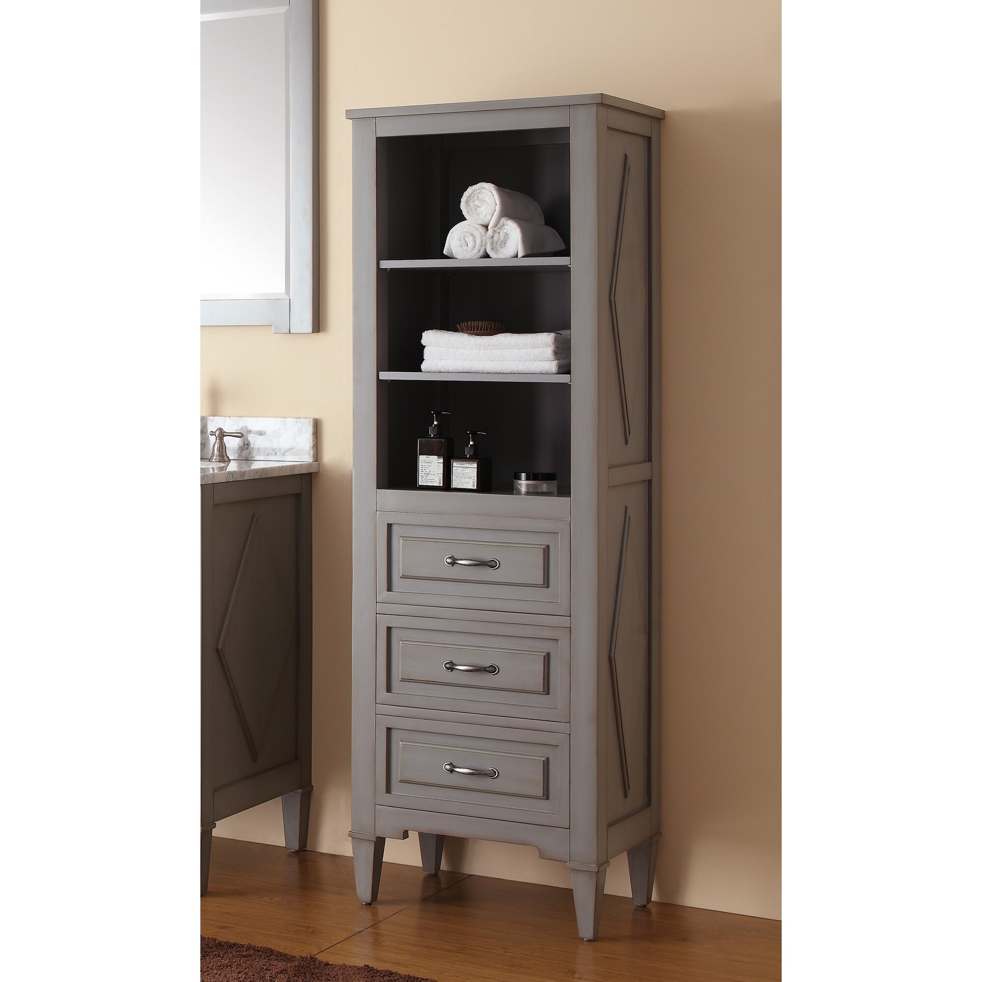 Avanity Kelly Grey Blue 22 Inch Linen Tower W X 65 H Avanity Kelly Grey Blue 22 Inch Linen Tower W X 65 H