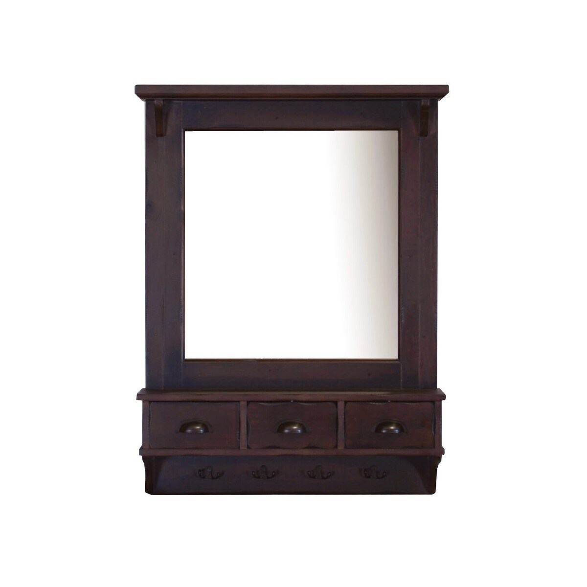 Shop Bombay Brown Wall Mirror With Drawers And Hooks A N Ships