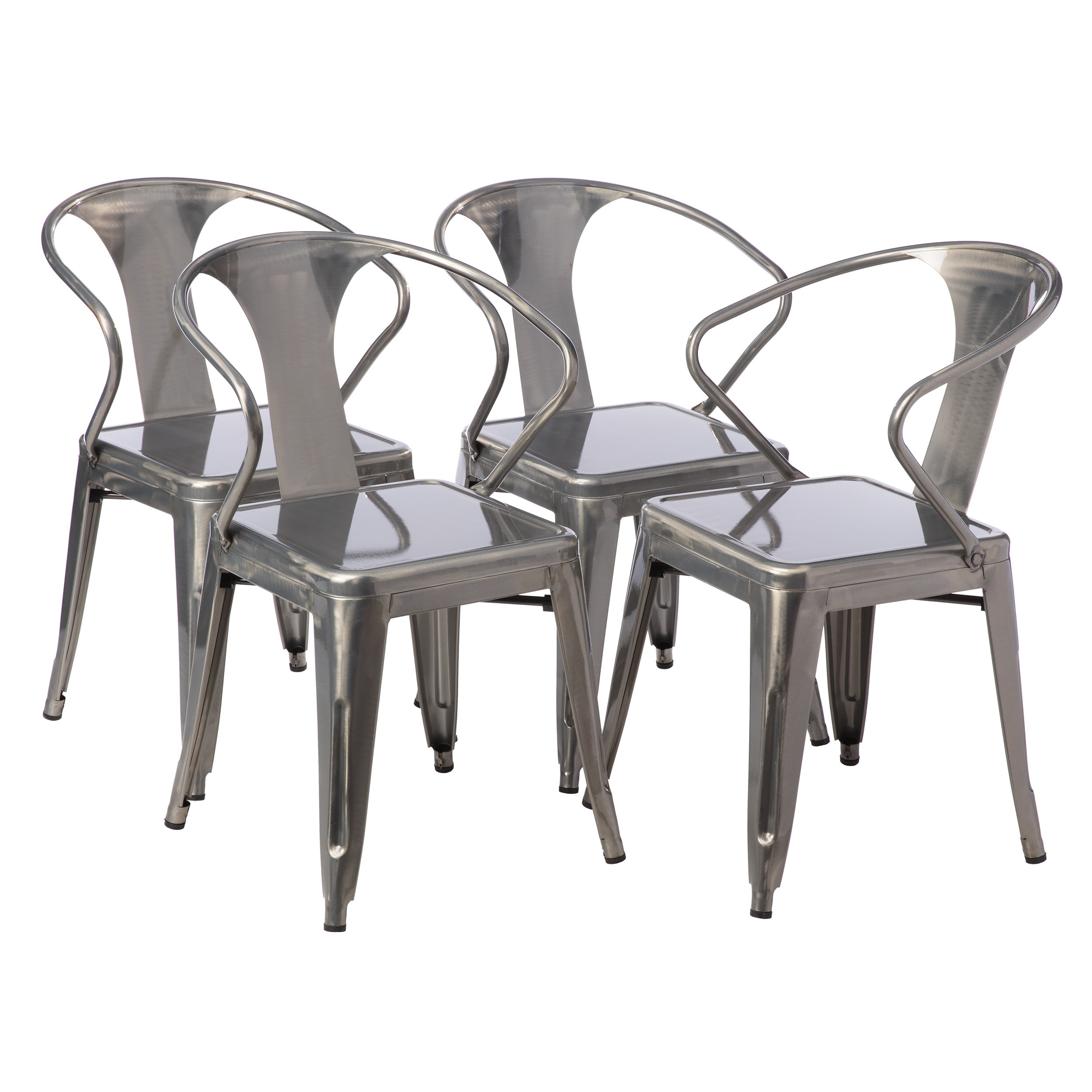 Carbon Loft Gunmetal Tabouret Stacking Chair Set of 4 Free