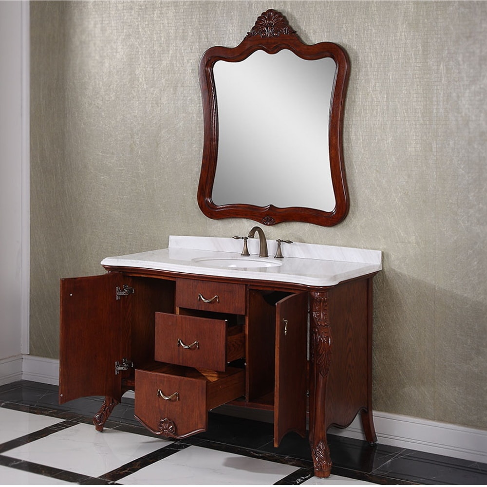 Carrara White Marble Top Brown 53 Inch Single Sink Bathroom Carrara White Marble Top Brown 53 Inch Single Sink Bathroom Vanity With Matching Mirror Free Shipping Today 9410388