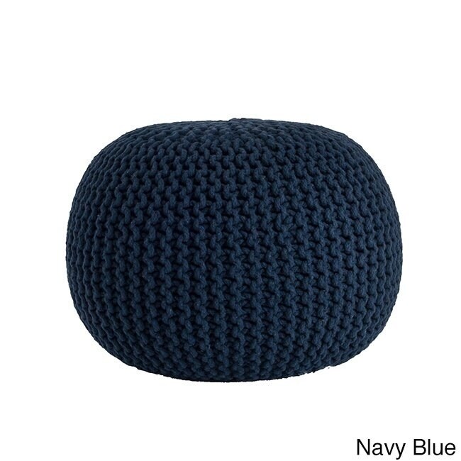 20x14 Grey SARO LIFESTYLE PU312.GY Cotton Twisted Rope Pouf