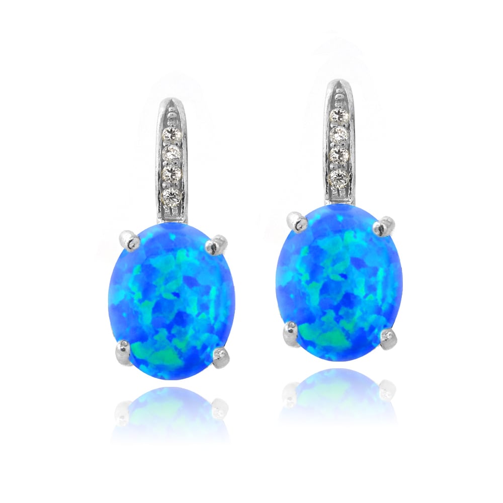 Glitzy Rocks Sterling Silver Created Opal And Diamond Accent Glitzy Rocks Sterling Silver Created Opal And Diamond Accent Leverback Earrings On Free Shipping Orders Over 45 9423913