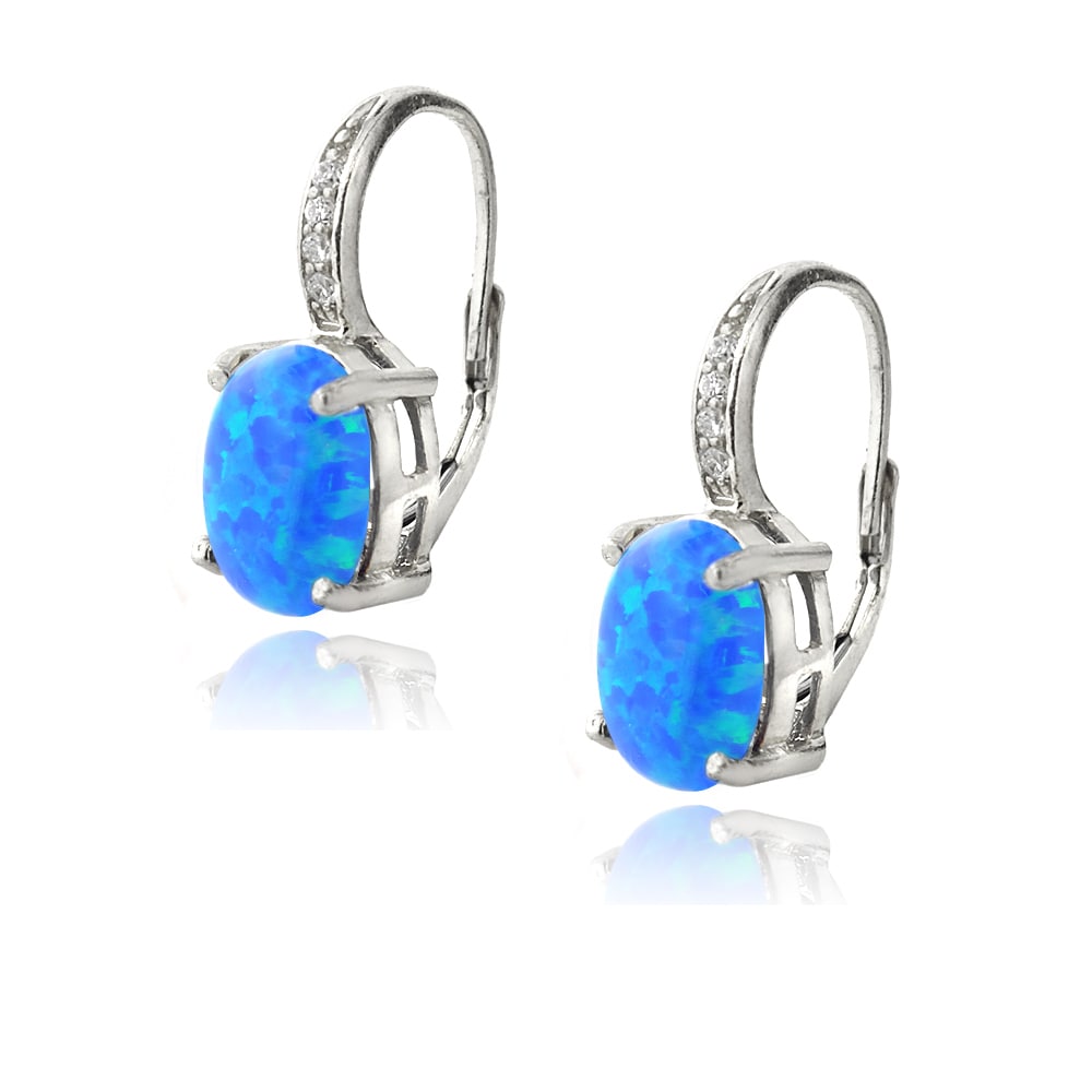 Glitzy Rocks Sterling Silver Created Opal And Diamond Accent Glitzy Rocks Sterling Silver Created Opal And Diamond Accent Leverback Earrings Free Shipping On Orders Over 45 16610652