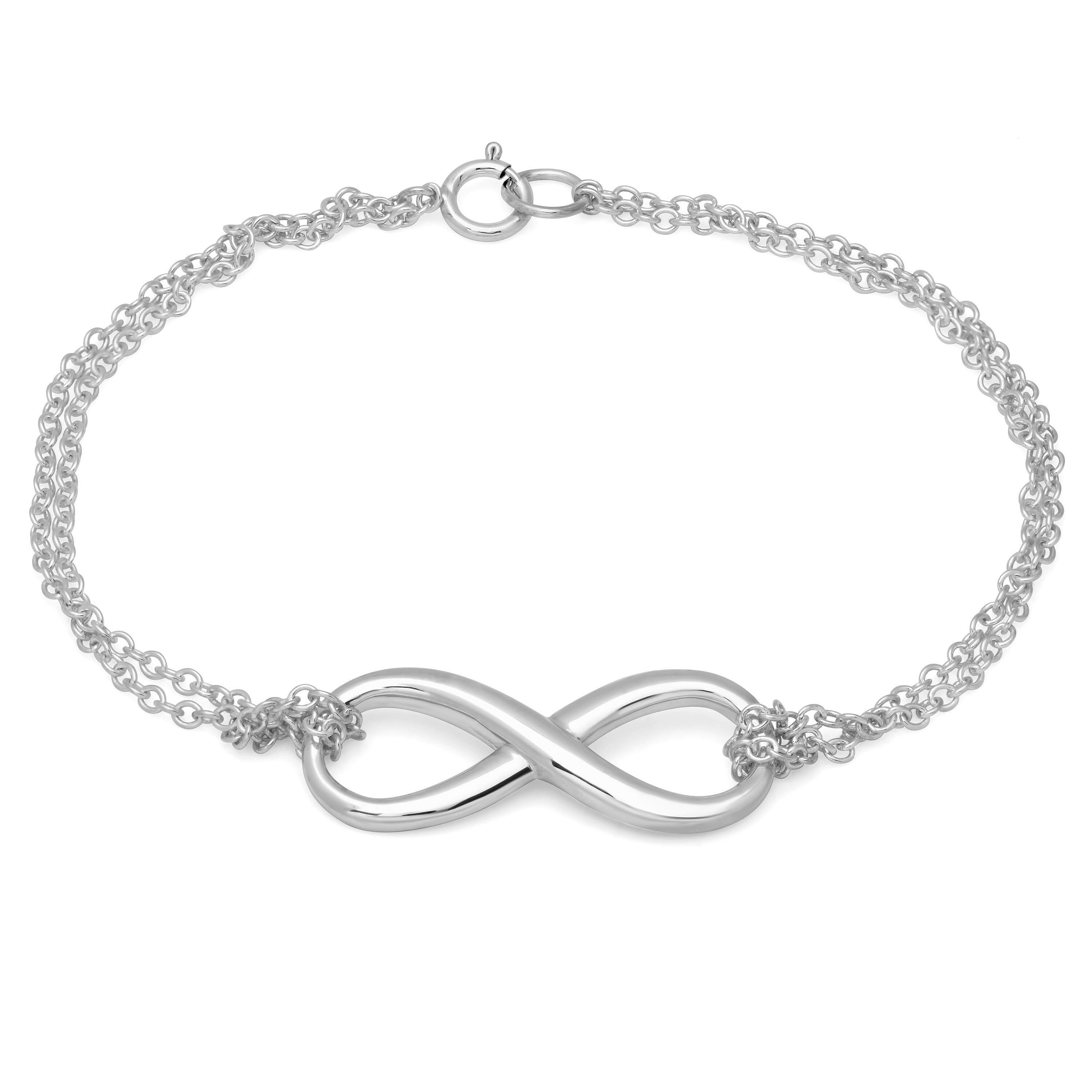 Sterling Essentials Silver Double Strand Infinity Sterling Essentials Silver Double Strand Infinity Charm Bracelet Free Shipping On Orders Over 45 9438920
