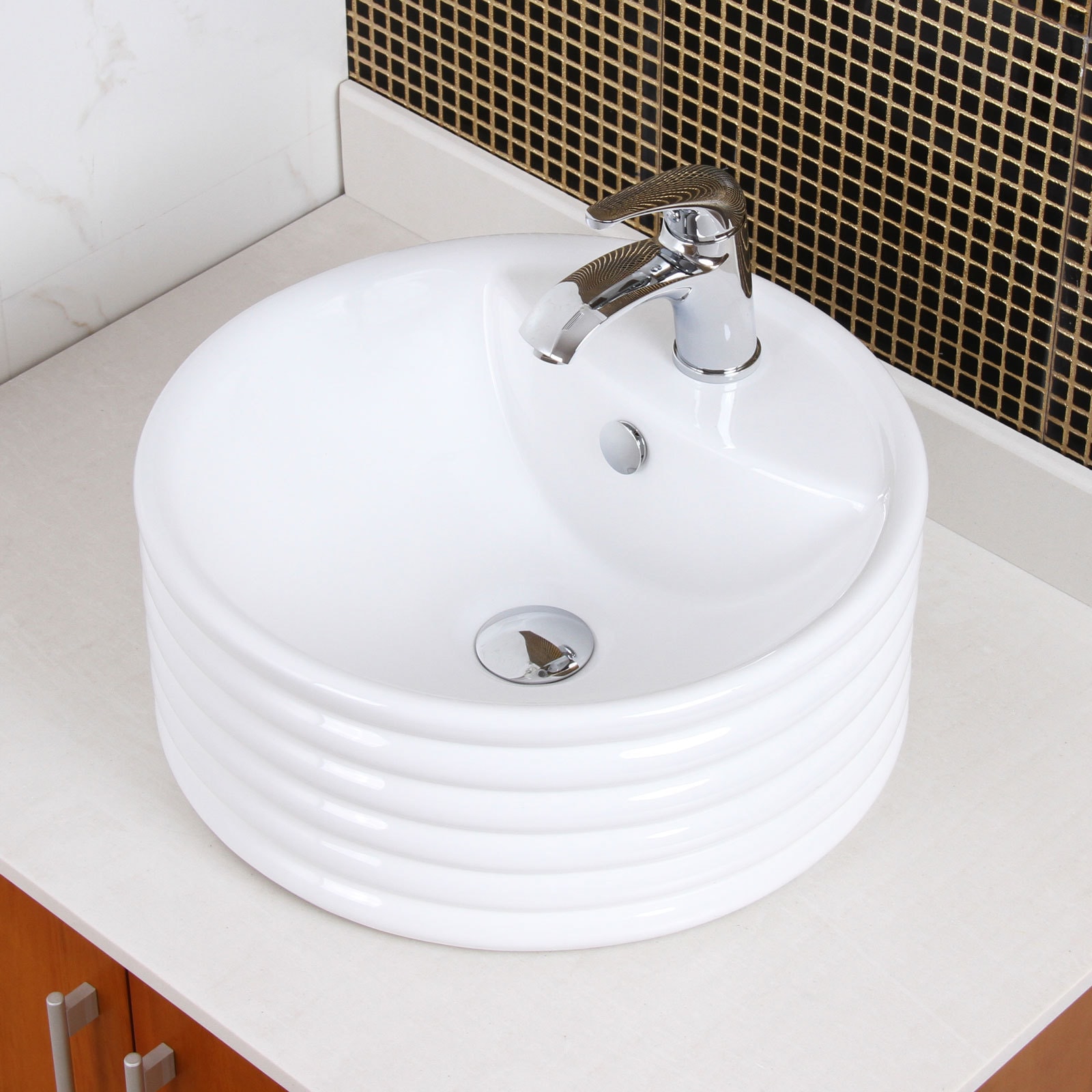 Ceramic Sink Overflow Cap Solid Brass Umbrella Style