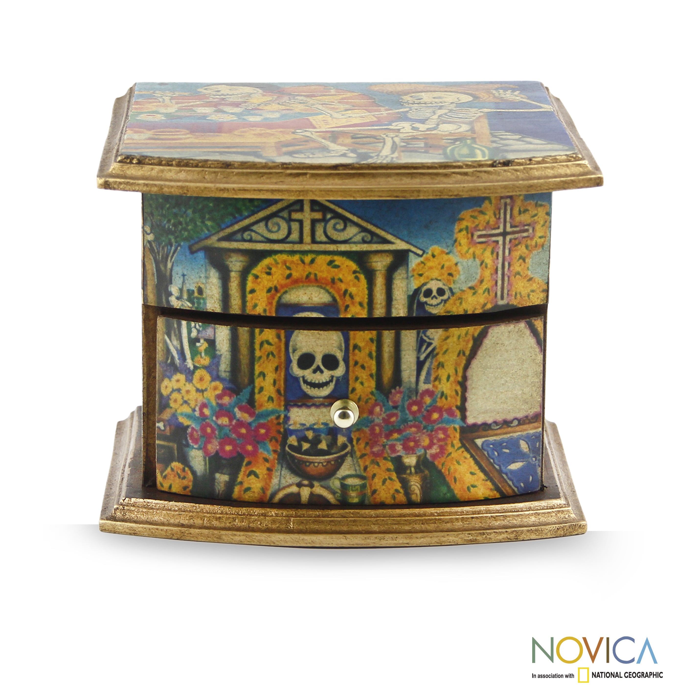 Handmade Pinewood Day Of The Dead Celebrations Decoupage Handmade Pinewood Day Of The Dead Celebrations Decoupage Jewelry Box Mexico