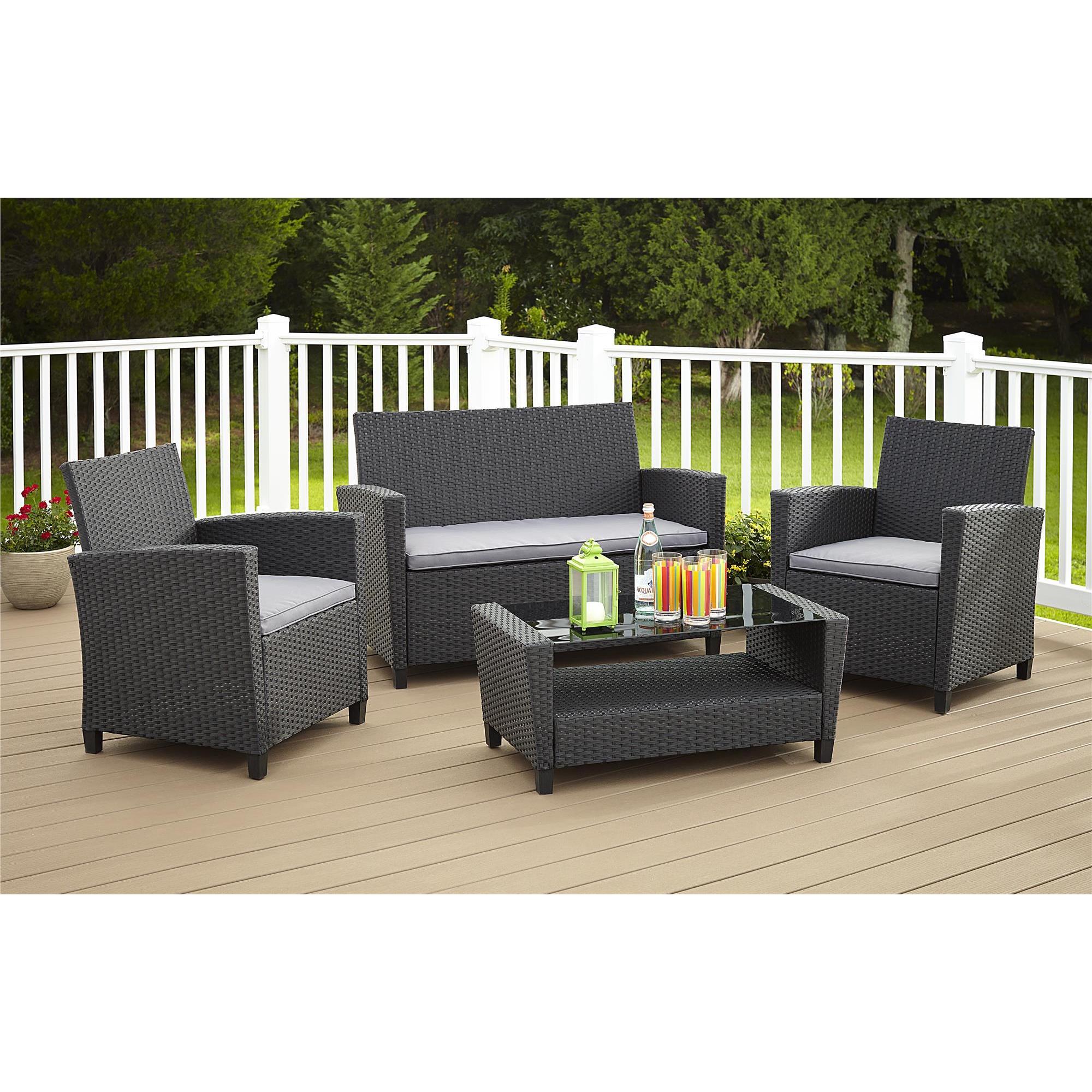Avenue Greene 4 Piece Resin Wicker Deep Seating Patio Avenue Greene 4 Piece Resin Wicker Deep Seating Patio Conversation Set