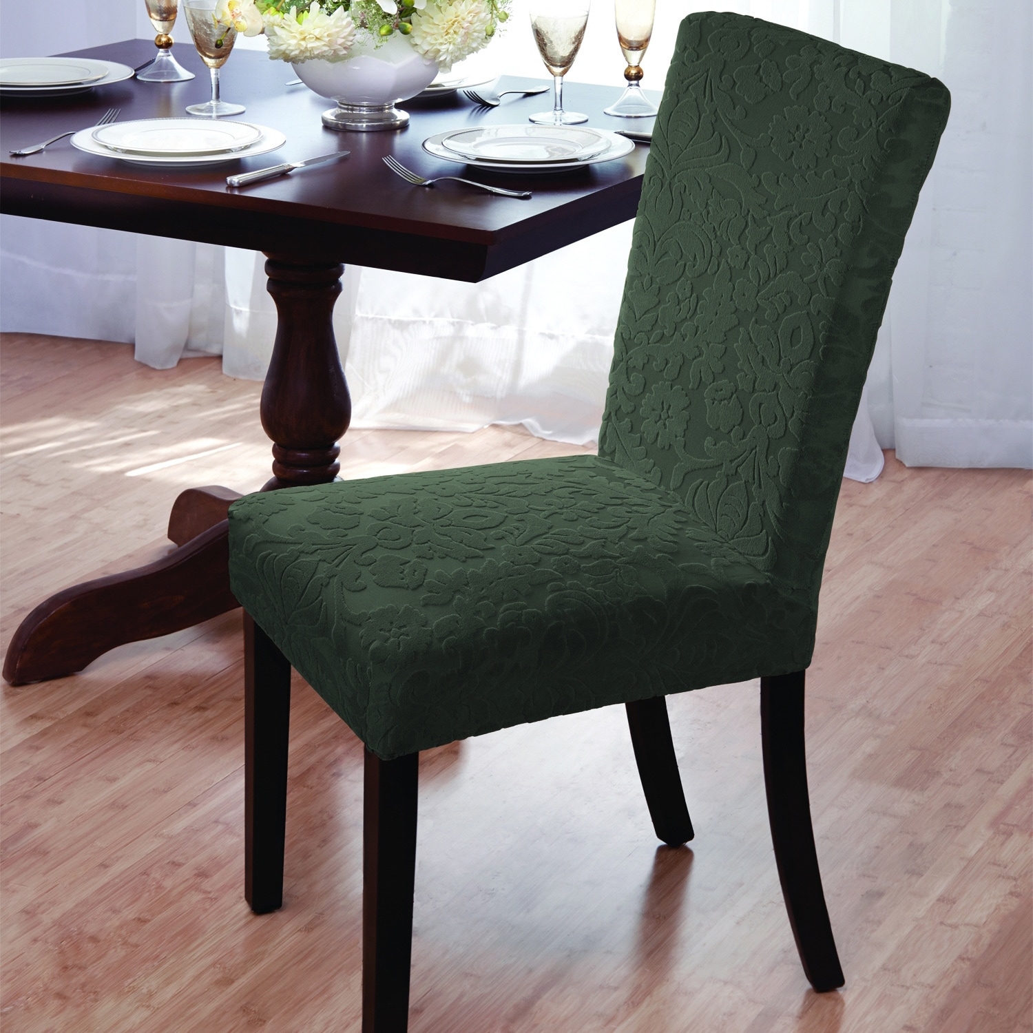 Velvet Damask Stretch Dining Chair Slipcovers Free Shipping On