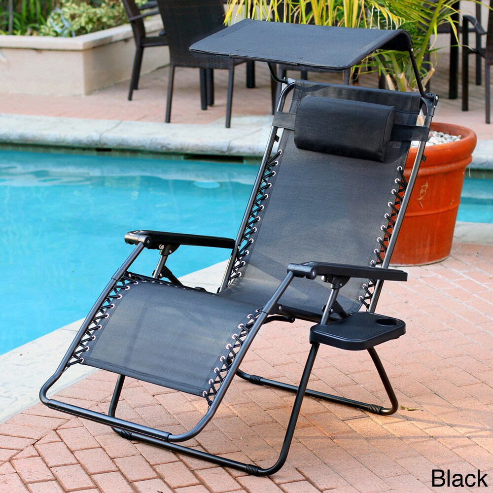 Shop Oversized Zero Gravity Sunshade Chair With Drink Tray Set Of