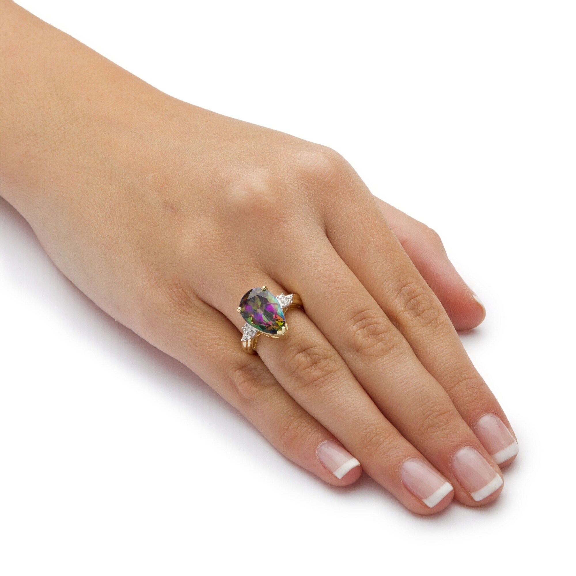 10k Yellow Gold Mystic Fire Topaz And Diamond Ring On 10k Yellow Gold Mystic Fire Topaz And Diamond Ring On Free Shipping Today 9617199