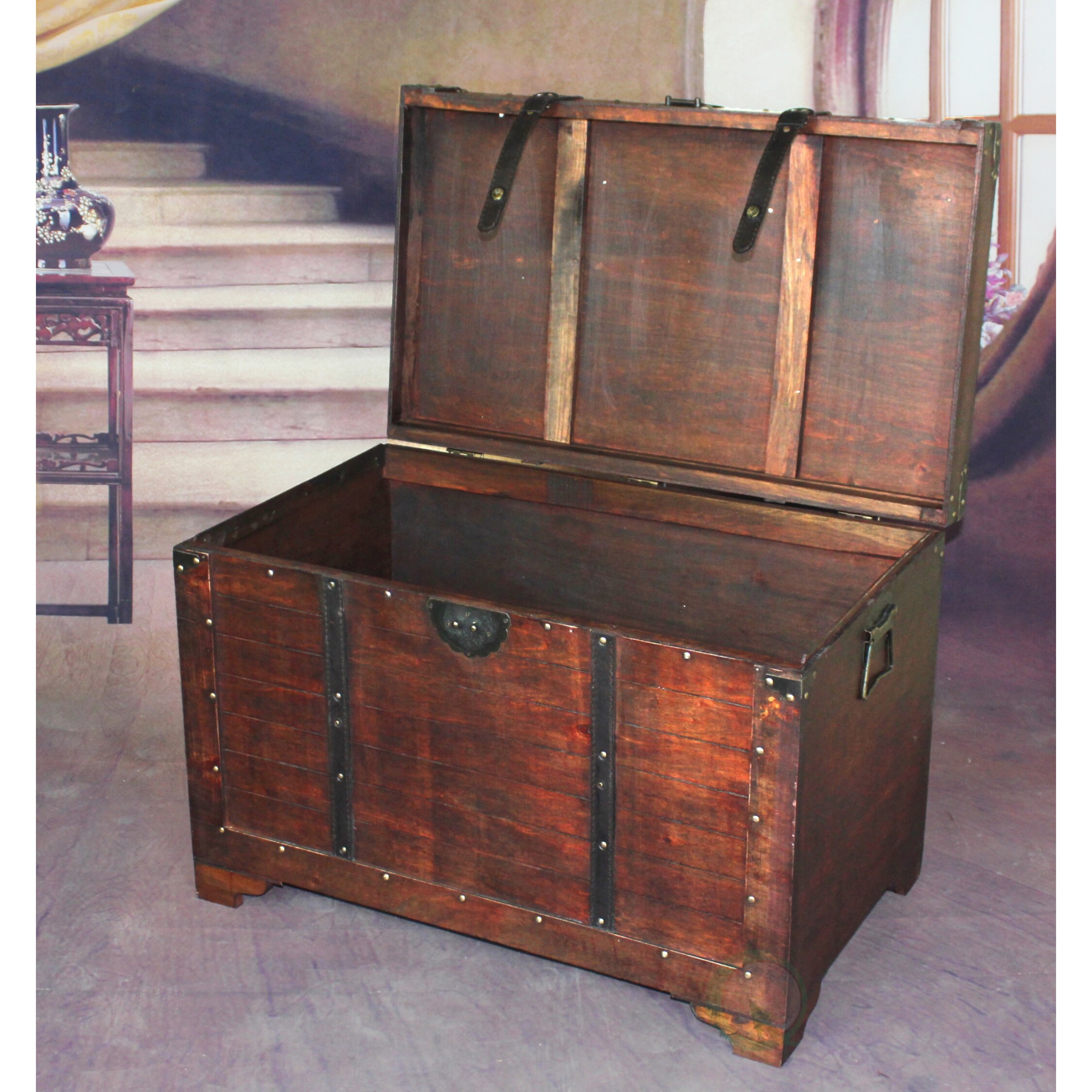 Vintiquewise Brown Wooden Old Fashioned Treasure Hope Chest Vintiquewise Brown Wooden Old Fashioned Treasure Hope Chest Free Shipping Today 9684858