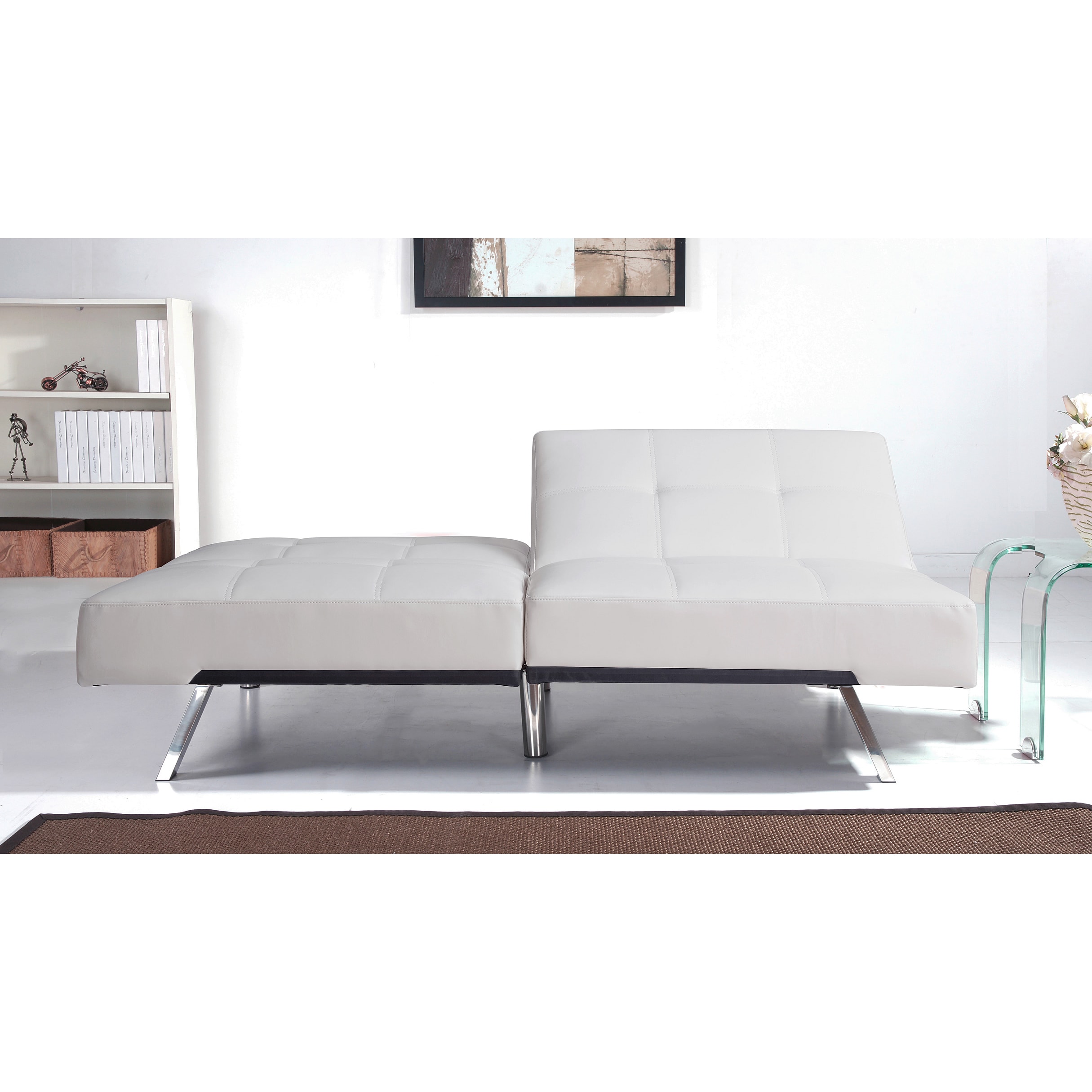 Abbyson Aspen Ivory Bonded Leather Foldable Futon Sleeper Sofa Abbyson Aspen Ivory Bonded Leather Foldable Futon Sleeper Sofa On Free Shipping Today 9723558
