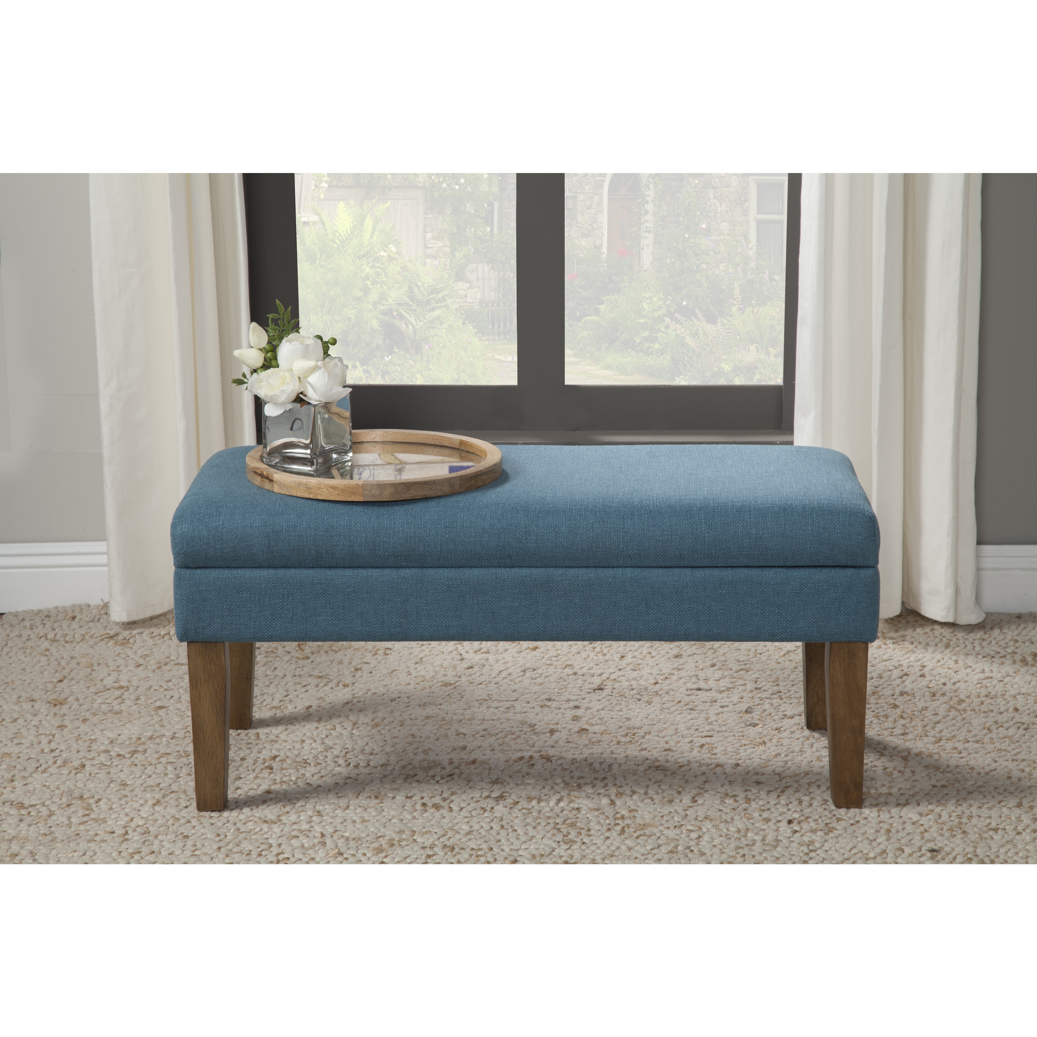 Homepop Teal Chunky Textured Decorative Storage Bench On Homepop Teal Chunky Textured Decorative Storage Bench