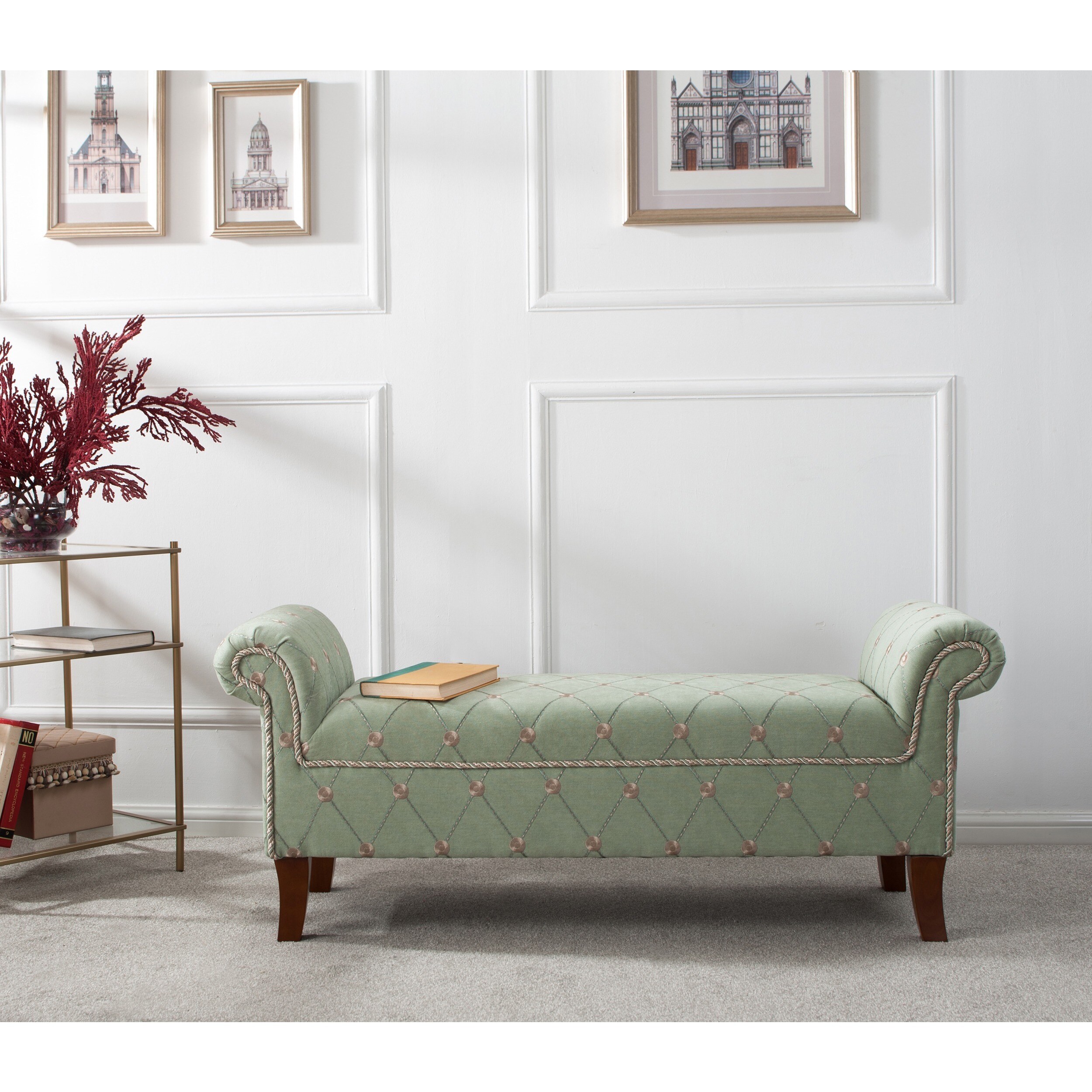 Jennifer Taylor Kathy Roll Arm Entryway Accent Bench