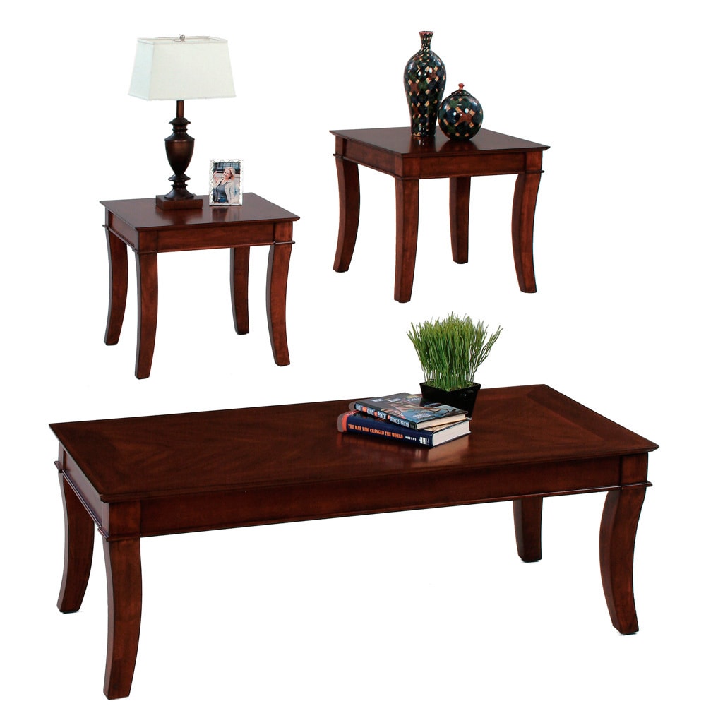 Shop Corona Medium Cherry Coffee and End Table Set - Free Shipping ... Shop Corona Medium Cherry Coffee and End Table Set - Free Shipping ...