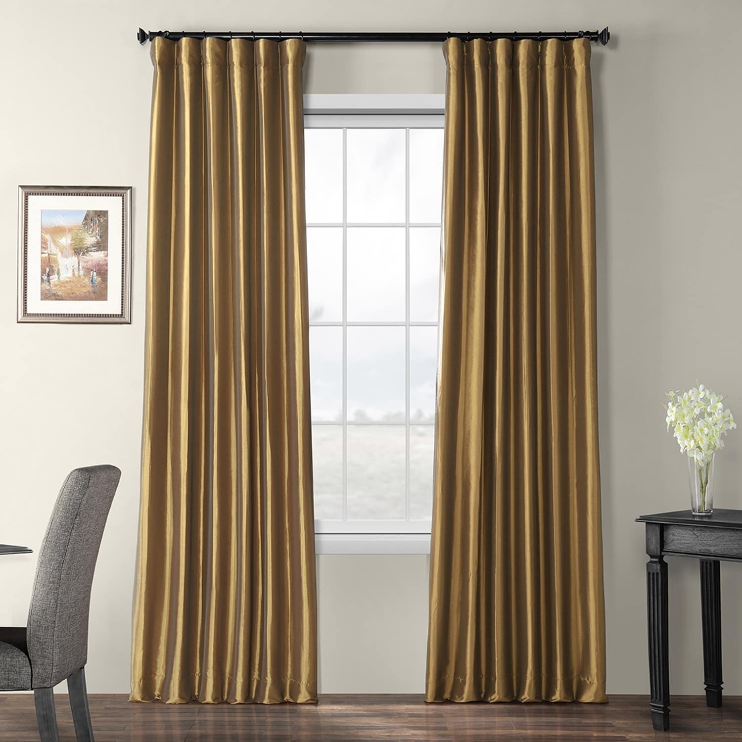 Exclusive Fabrics Faux Silk Taffeta 96 Inch Blackout Curtain Exclusive Fabrics Faux Silk Taffeta 96 Inch Blackout Curtain Panel