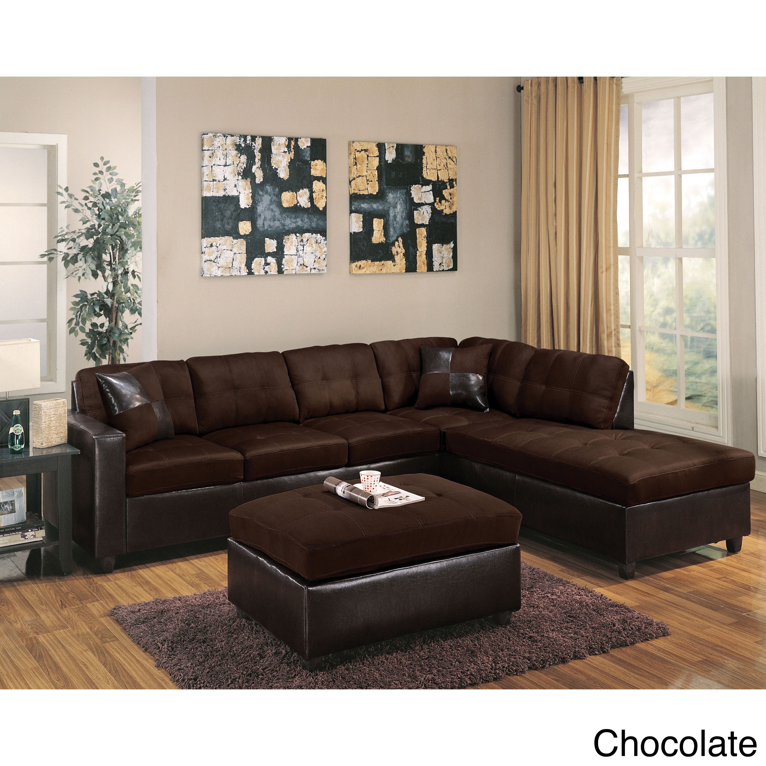 Milano Reversible Sectional Sofa In Chocolate Easy Rider And Milano Reversible Sectional Sofa In Chocolate Easy Rider And Espresso Pu Free Shipping Today 16933927