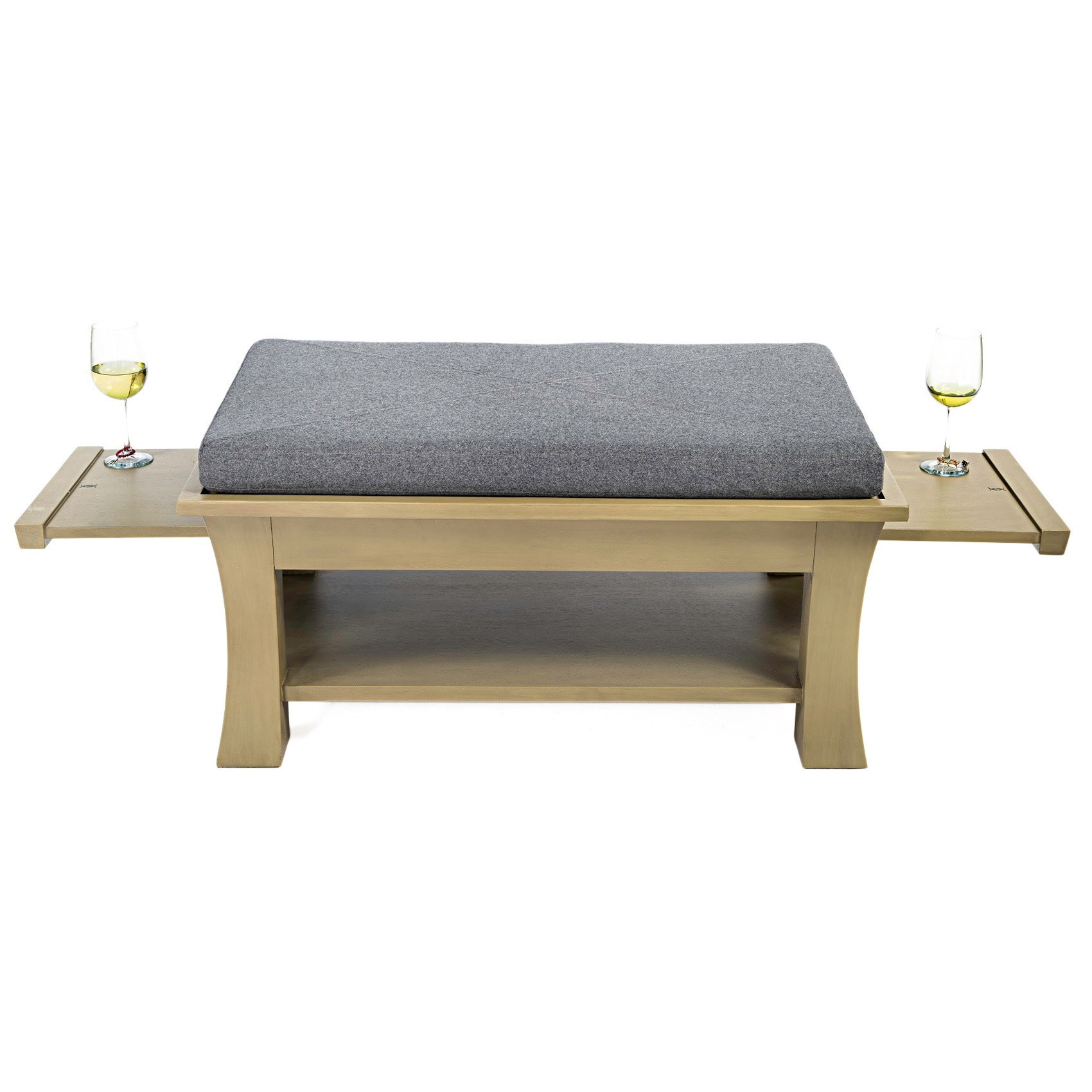 Label 23 Dolton Grey Pull out Shelf Ottoman Cocktail Table