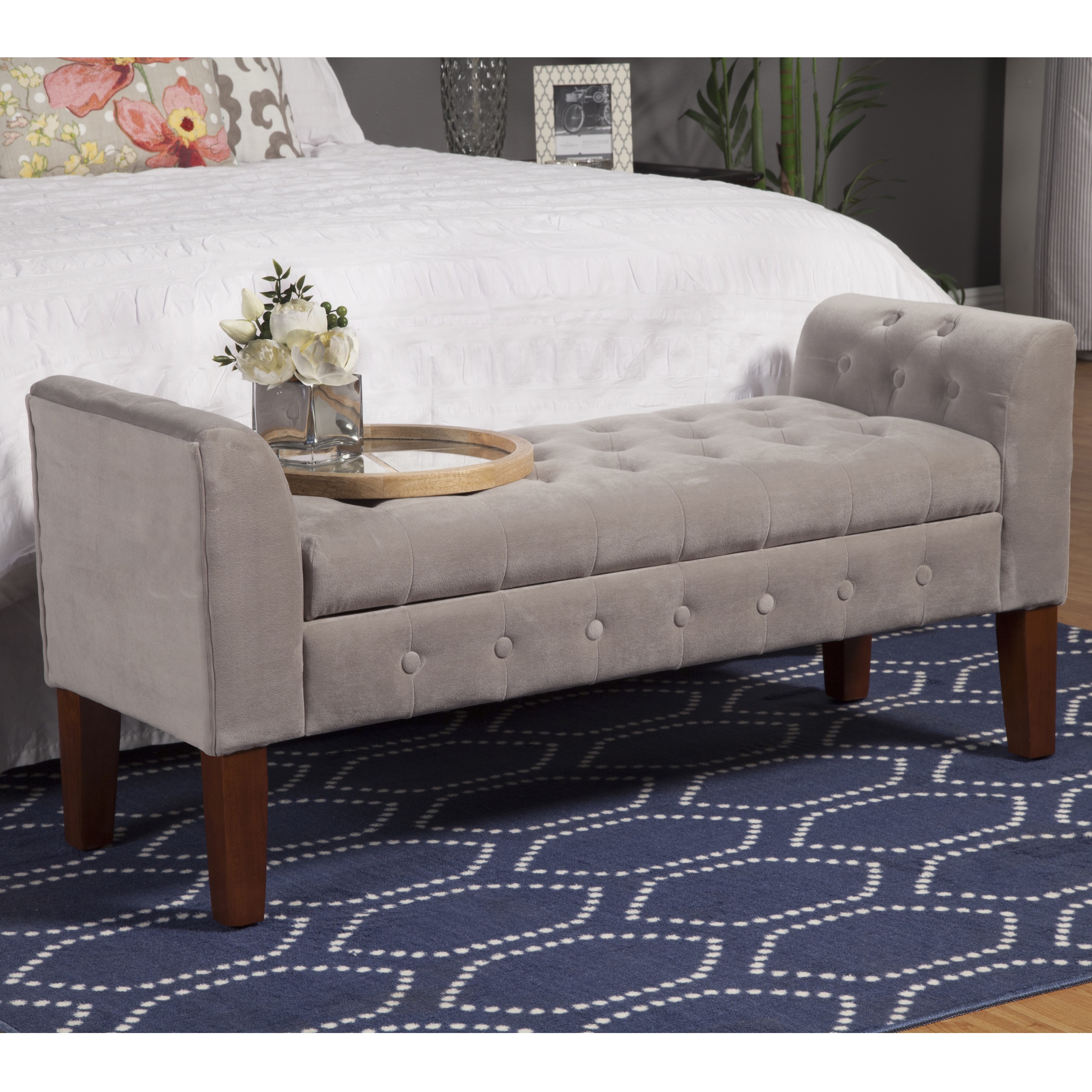 Clay Alder Home Wabasha Dove Grey Velvet Settee Style Storage Clay Alder Home Wabasha Dove Grey Velvet Settee Style Storage Bench On Free Shipping Today 9766102