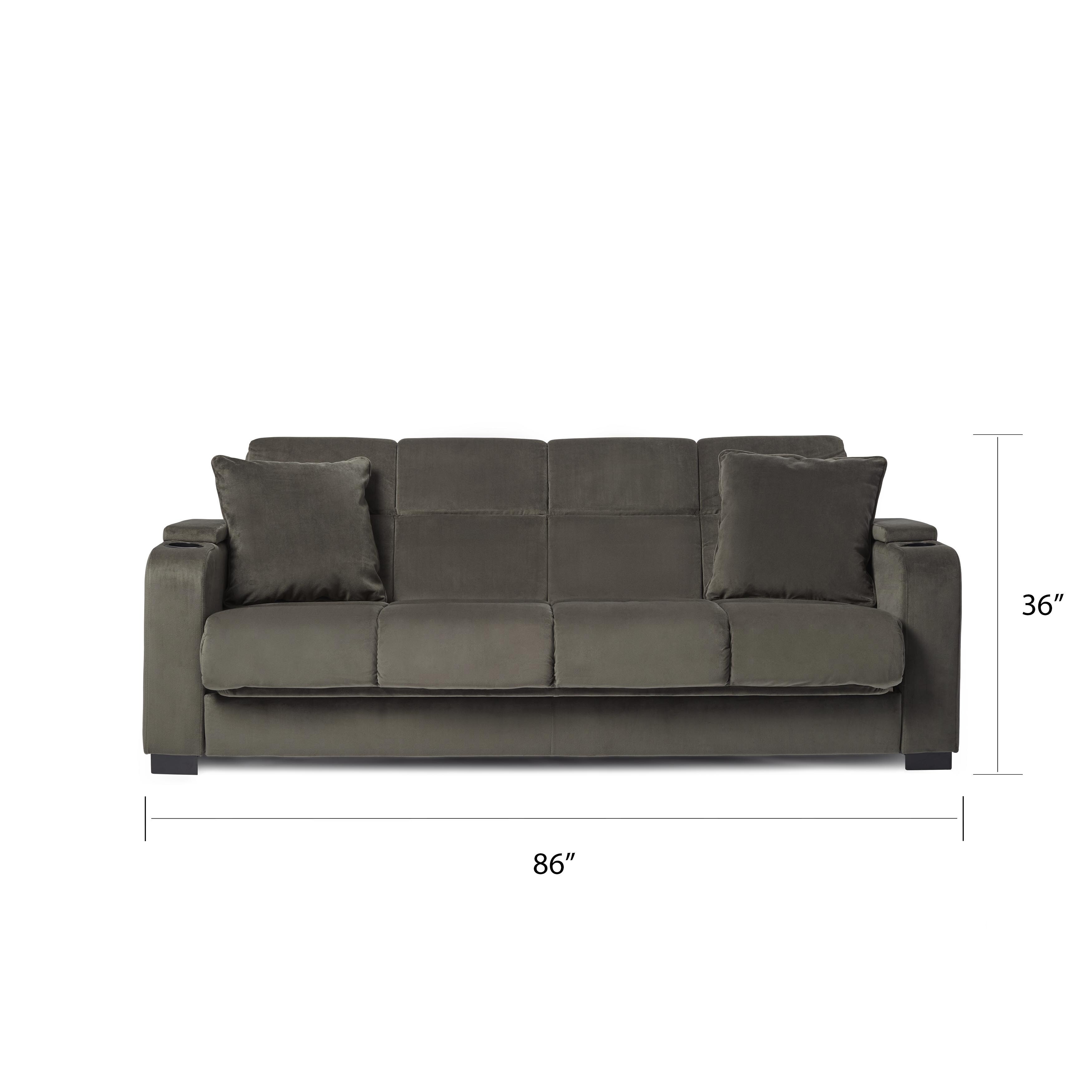 Copper Grove Jessie Grey Velvet Convert A Couch Futon Sofa Sleeper