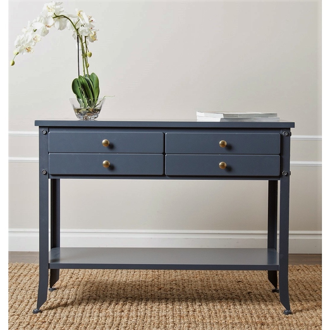 Abbyson Antoni Antiqued Blue Console Sofa Table On Abbyson Antoni Antiqued Blue Console Sofa Table On Free Shipping Today 9816599