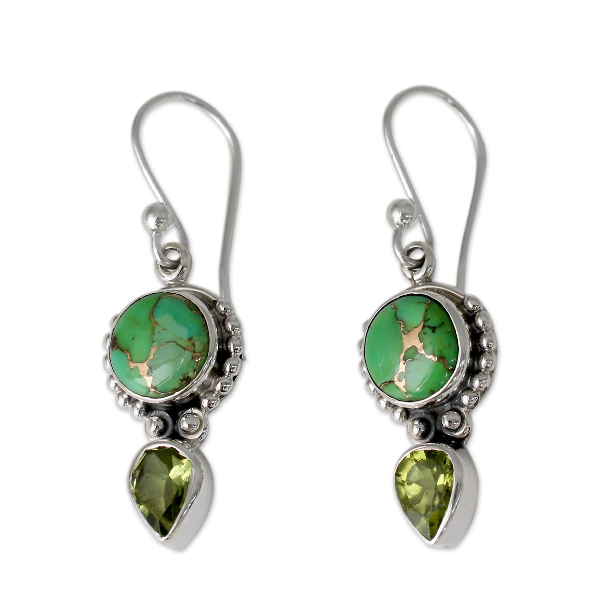 Handmade Sterling Silver Spring Green Peridot And Composite Handmade Sterling Silver Spring Green Peridot And Composite Turquoise Earrings India On Free Shipping Orders Over 45