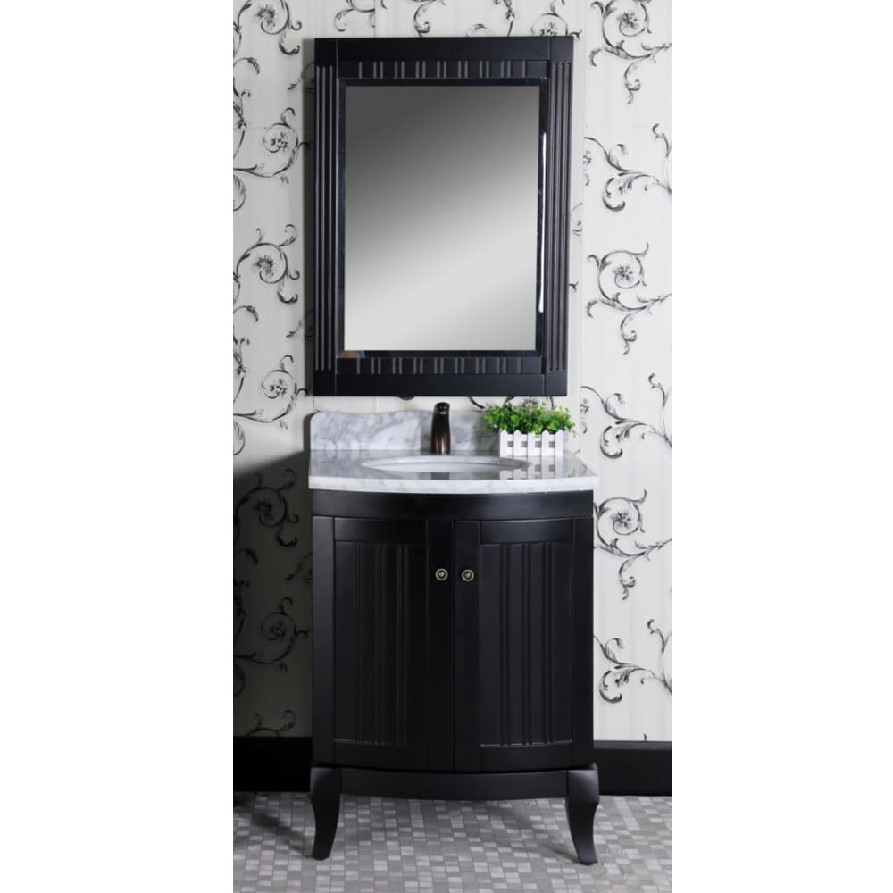 Country Style 27 Inch Carrara White Marble Top Black Single Country Style 27 Inch Carrara White Marble Top Black Single Sink Bathroom Vanity And Matching Wall Mirror Free Shipping Today