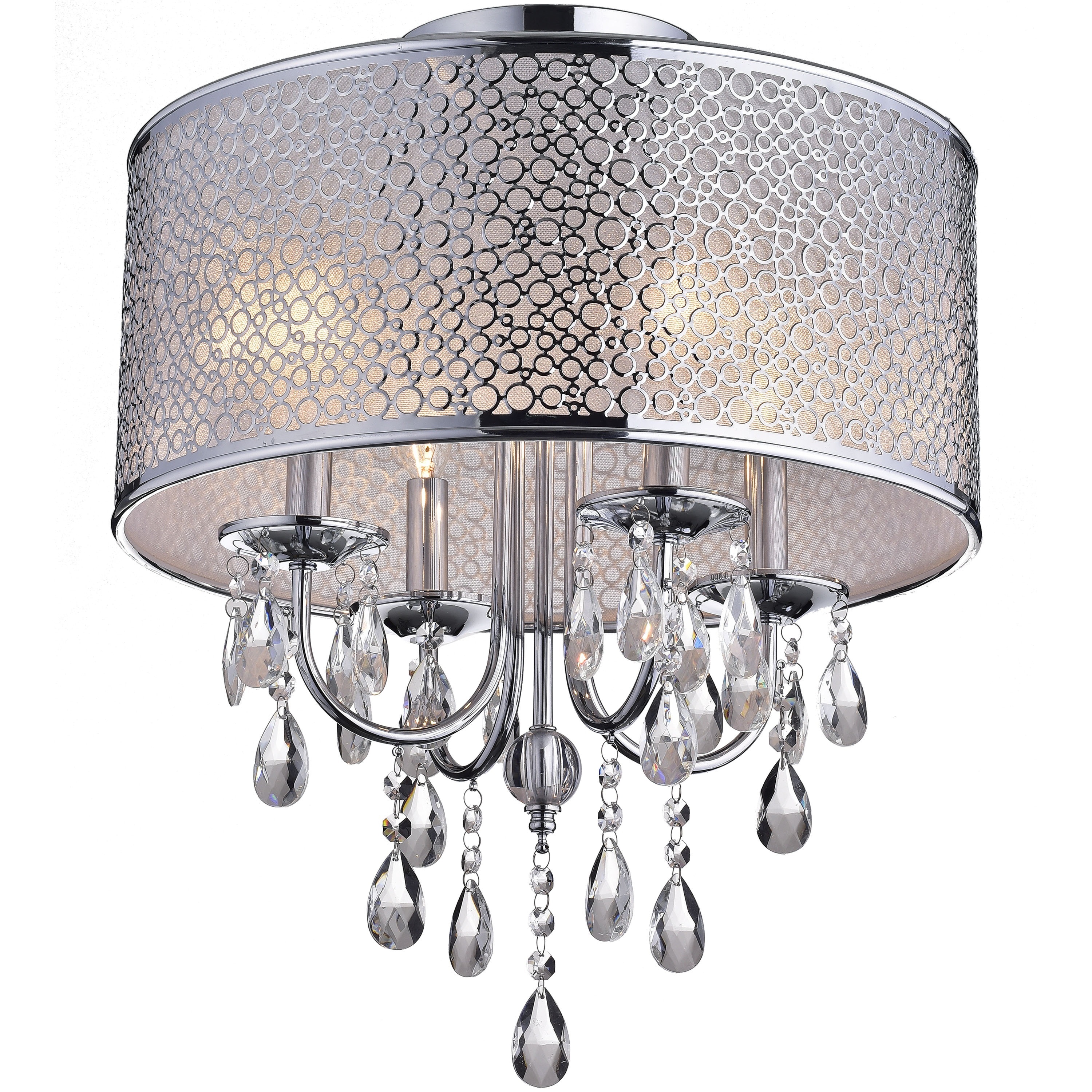 Amalia Indoor 4 Light Chrome Metal Drum Shade Crystal Flush Amalia Indoor 4 Light Chrome Metal Drum Shade Crystal Flush Mount Chandelier Free Today Com 9833457