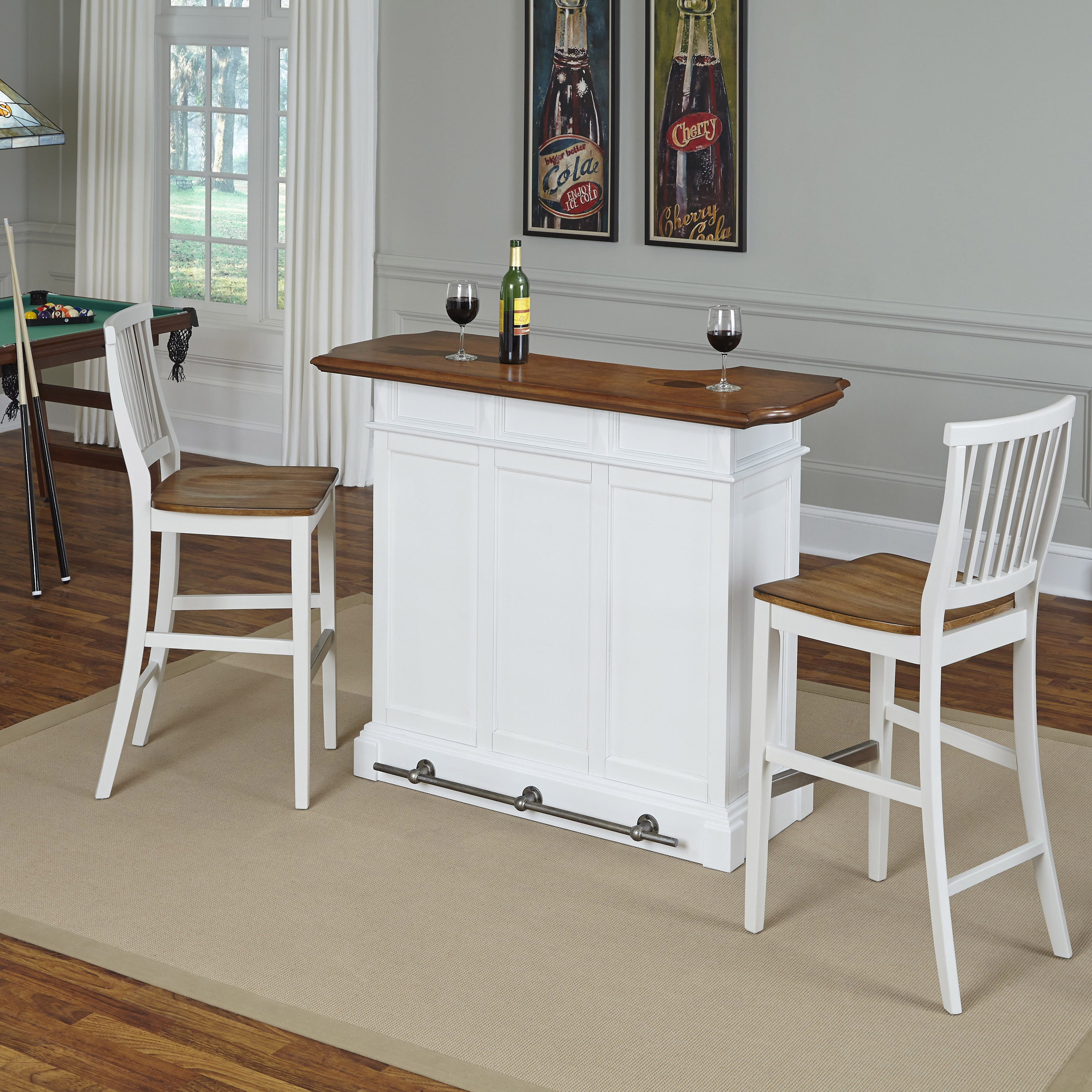 Americana Bar And Two Stools By Home Styles Free Shipping Americana Bar And Two Stools By Home Styles