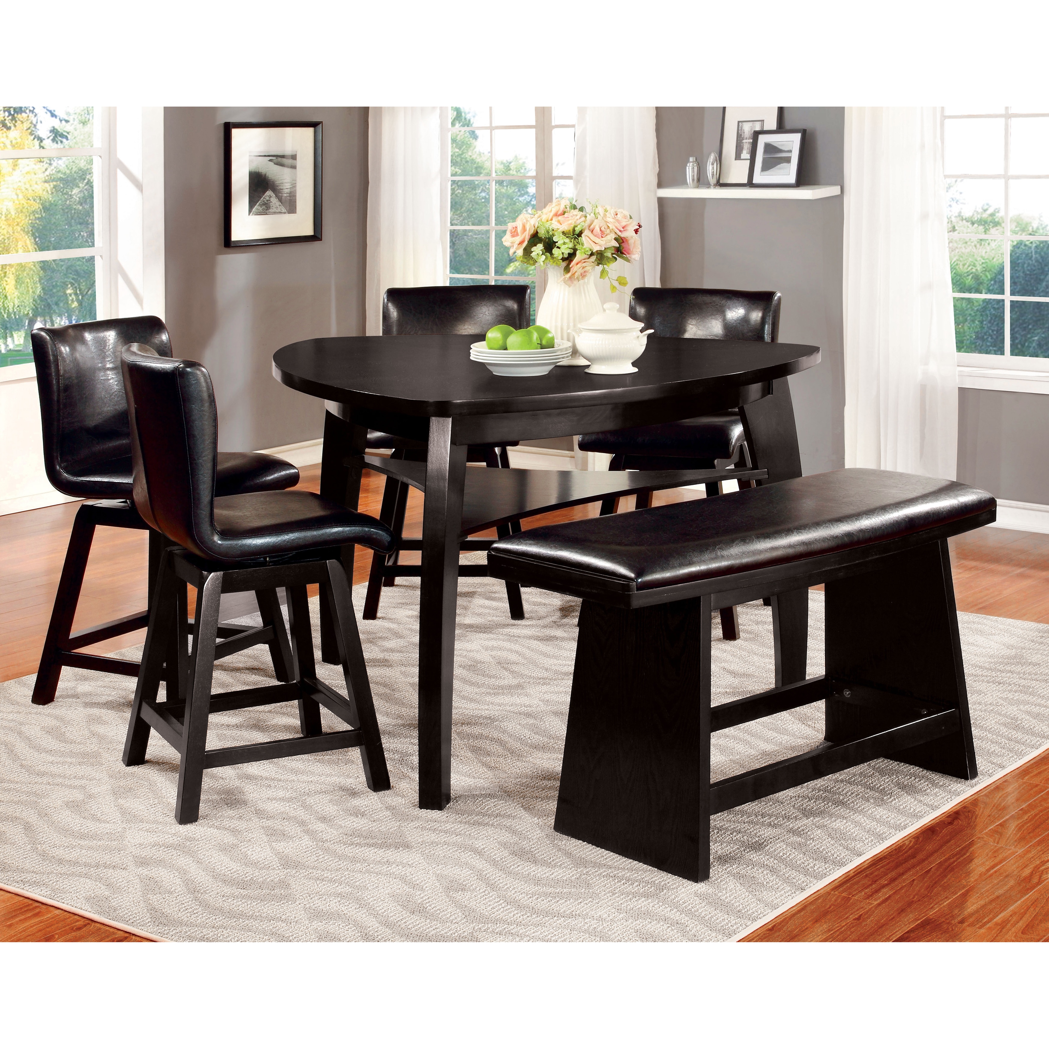 Shop Furniture Of America Karille Modern Black Counter Height Dining Bench Shop Furniture Of America Karille Modern Black Counter Height Dining Bench