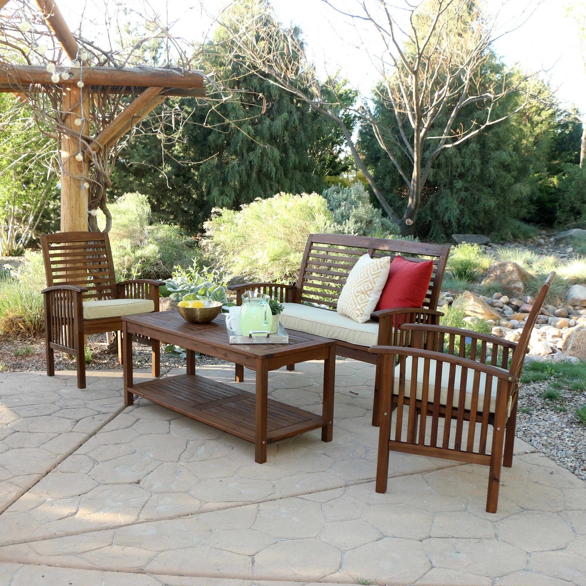 4 Piece Acacia Wood Patio Conversation Set Free Shipping 4 Piece Acacia Wood Patio Conversation Set Free Shipping Today 9952986