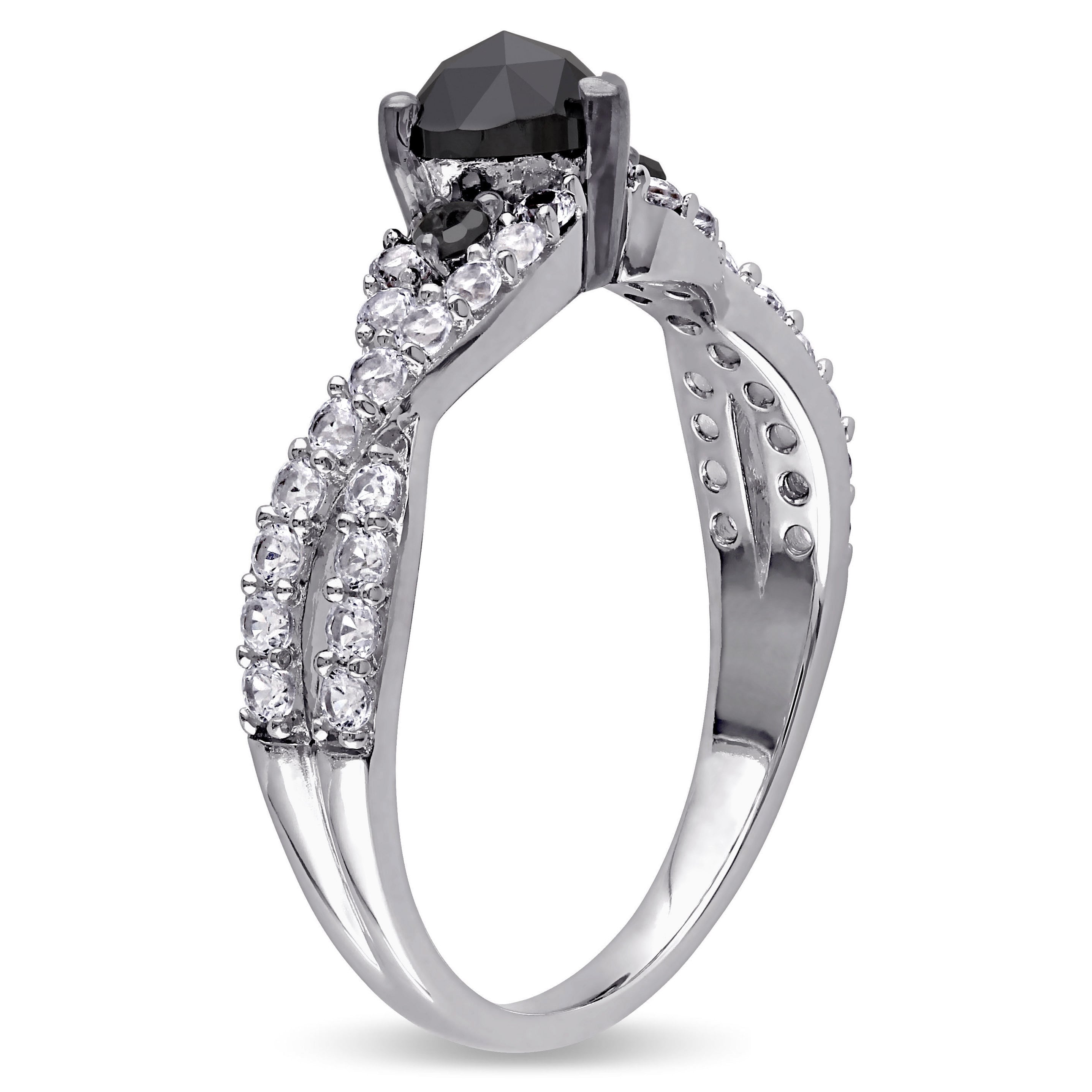 Miadora Sterling Silver Created White Shire 3 5ct Tdw Black Miadora Sterling Silver Created White Shire 3 5ct Tdw Black Diamond Crossover Heart Ring Free Shipping Today 9961754