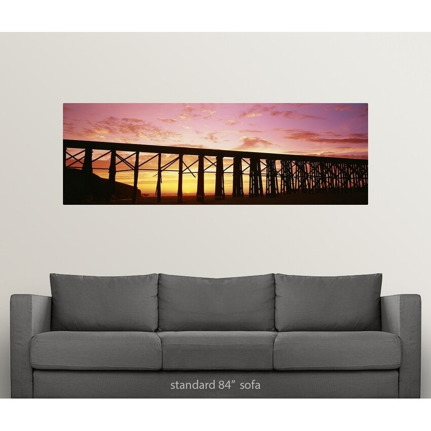 Poster Print Entitled Silhouette Of A Railway Bridge Fort Bragg California Multi Color
