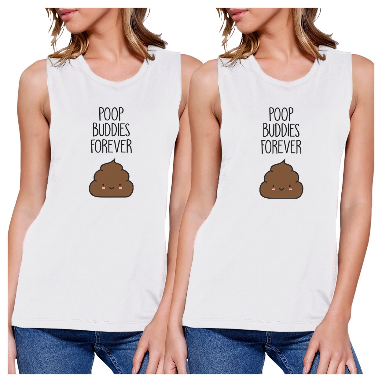 Shop Poop Buddies White Cute Bff Matching Muscle Tee Shirts For Friends Overstock 22401765