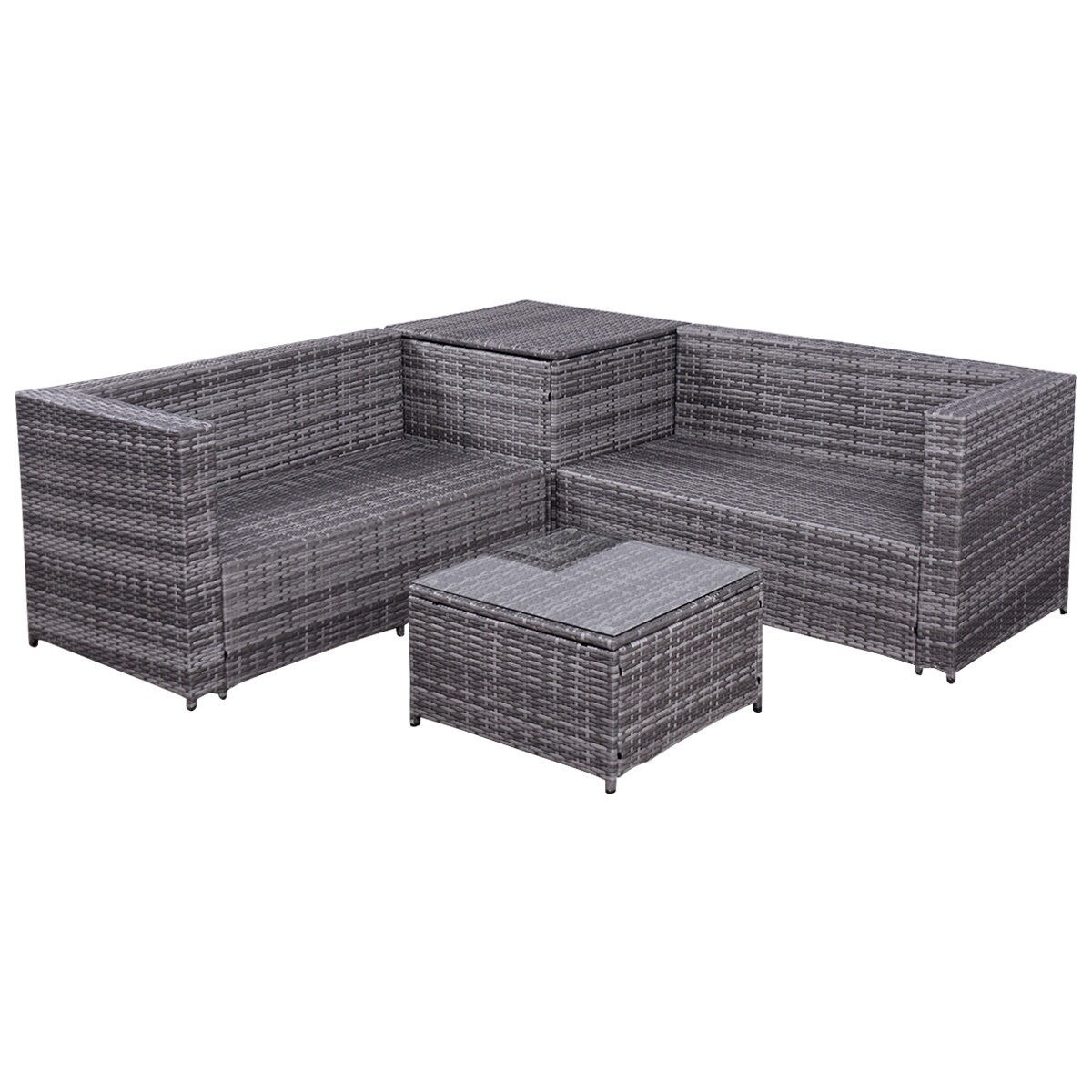 Shop Costway 4PCS Patio Rattan Wicker Furniture Set Sofa Loveseat ... Shop Costway 4PCS Patio Rattan Wicker Furniture Set Sofa Loveseat ...