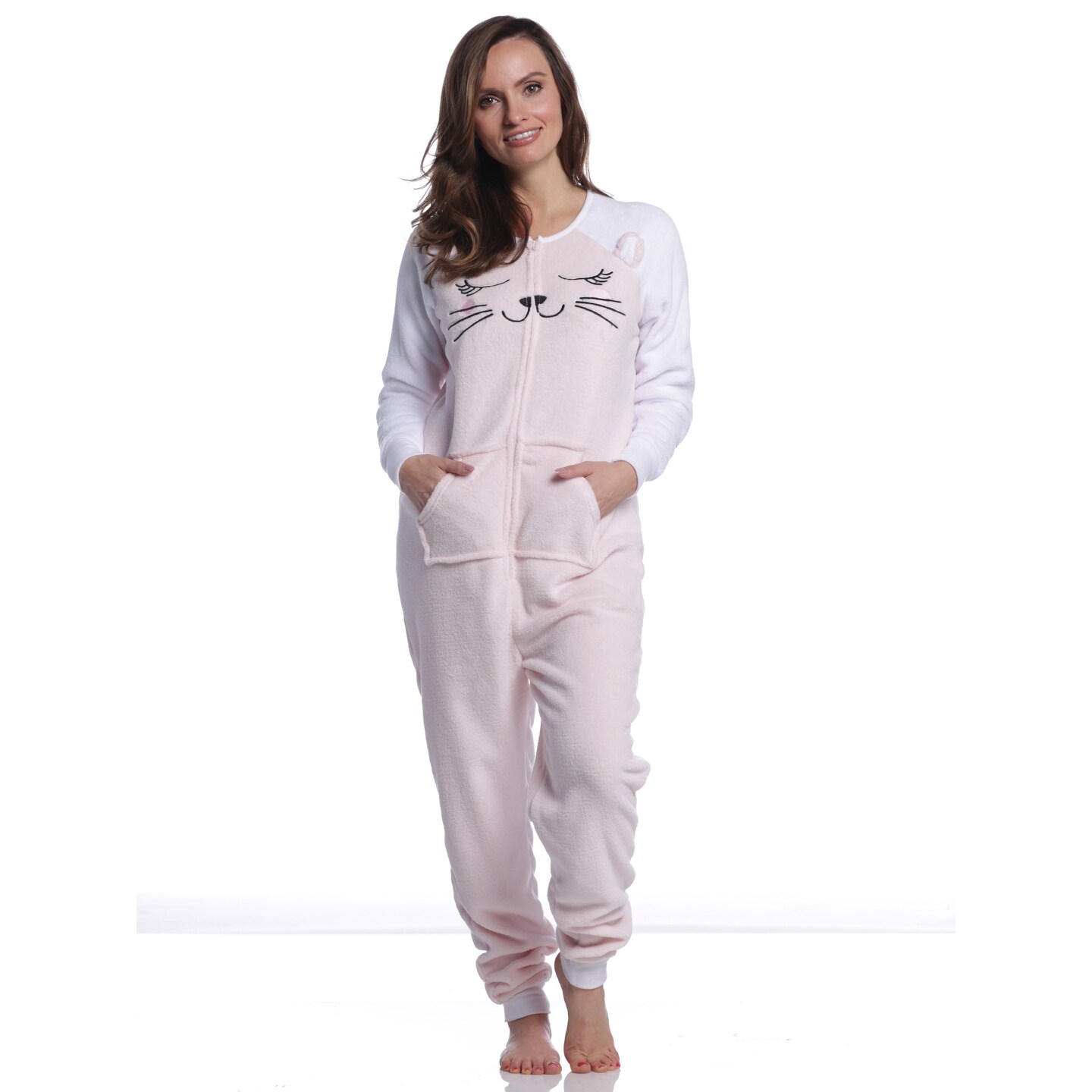 Shop Rene Rofe Women S Furry Friends Cat One Piece Pj Sleeper Overstock 25640154