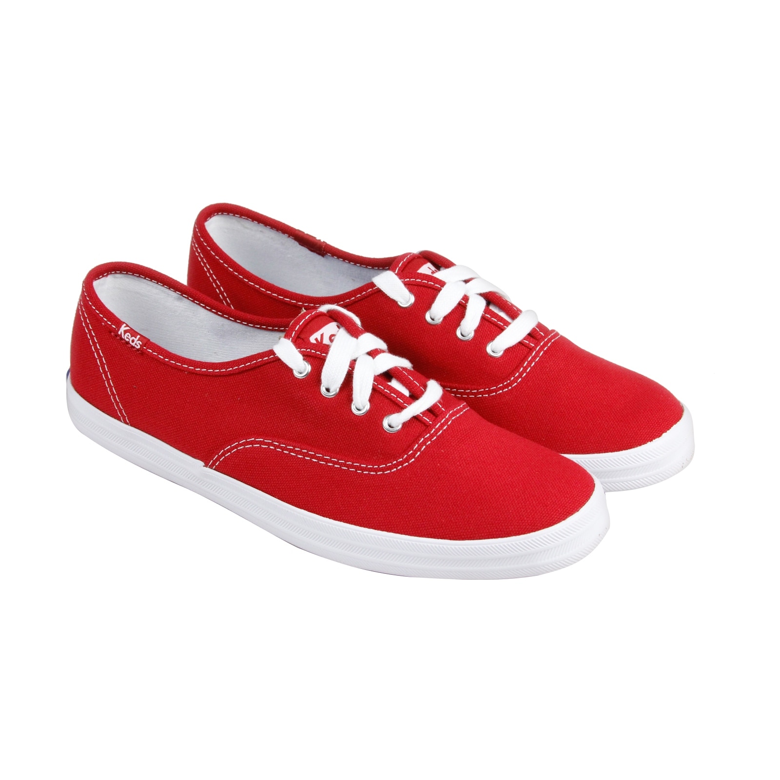 red canvas lace up sneakers