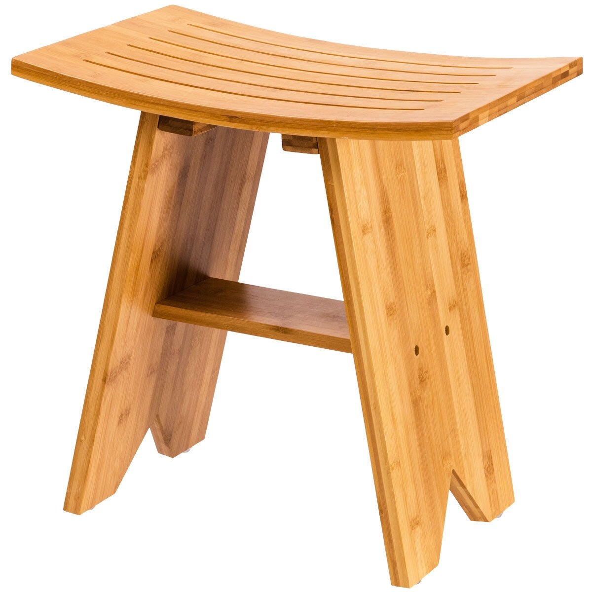 Shop Costway 18 Bamboo Shower Seat Bench Bathroom Spa Bath Shop Costway 18 Bamboo Shower Seat Bench Bathroom Spa Bath