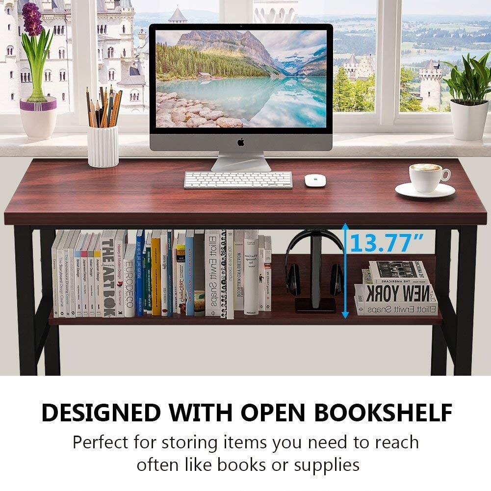 Shop Tribesigns Computer Desk With Bookshelf Simple Modern Style