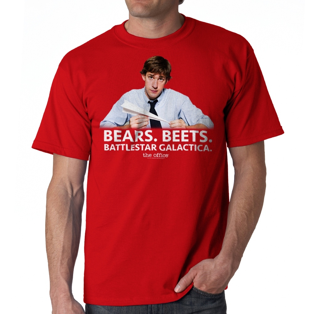 Shop The Office Bears Beets Battlestar Galactica Jim Halpert Quote Men S Red T Shirt Overstock 19855537
