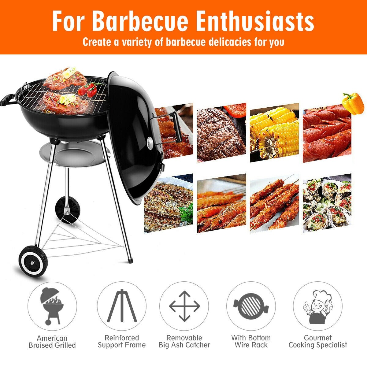 Shop Gymax 22 5 Inch Kettle Charcoal Grill Bbq Outdoor Backyard