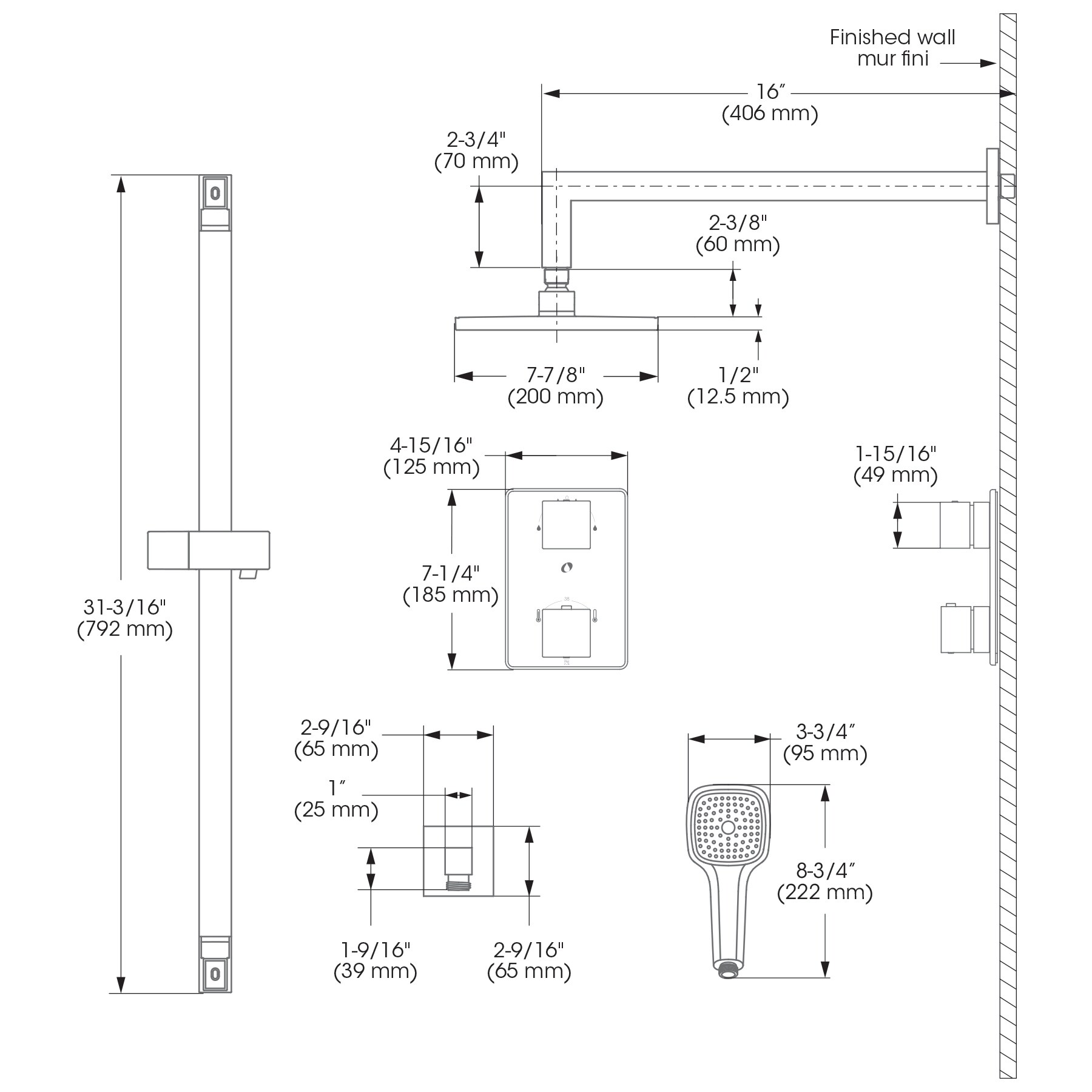 Belanger Quadrato Thermostatic Wall Shower Kit On Sale Overstock 19852110