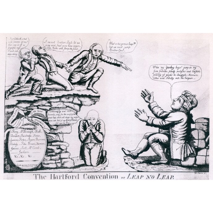 Shop The Hartford Convention Political Cartoon Shows Three New England States On The Ledge Plotting To Jump Into The