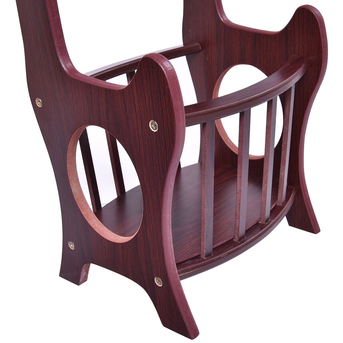 Costway Oval End Table Coffee Couch Tv Snack Chair Sofa Tray Side Wood W Magazine Rack