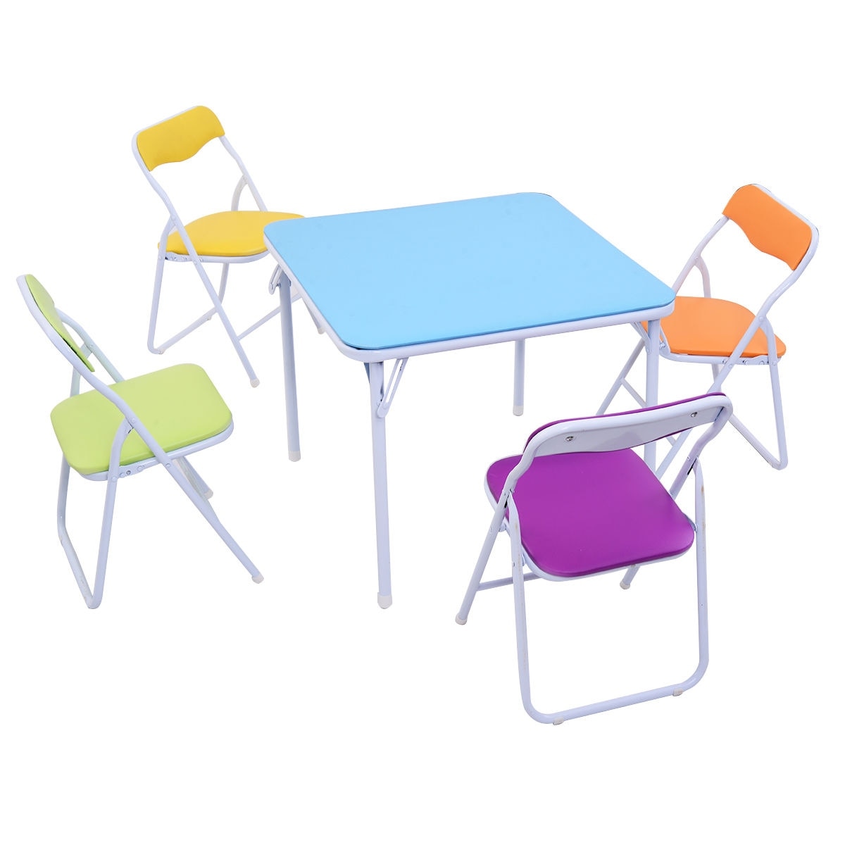 Costway Kids 5 Piece Folding Table Chair Set Children Multicolor ... Costway Kids 5 Piece Folding Table Chair Set Children Multicolor ...