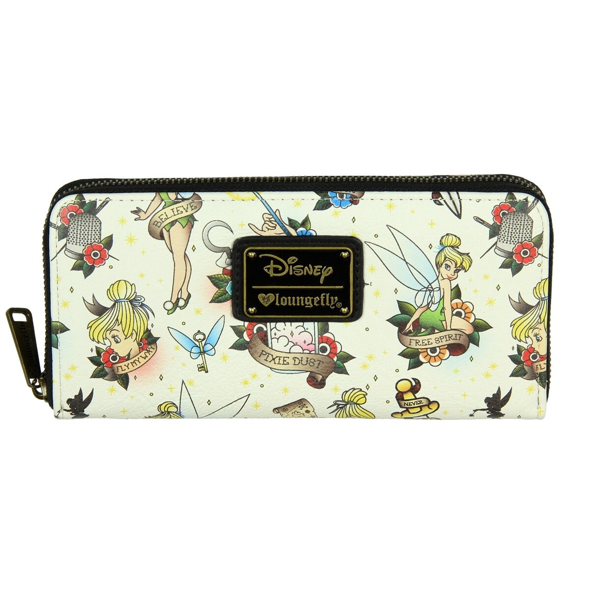 Shop Loungefly Disney Tinkerbell Tattoo Aop Zip Around Wallet L