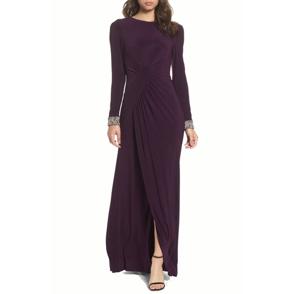 vince camuto beaded cuff ruched jersey gown